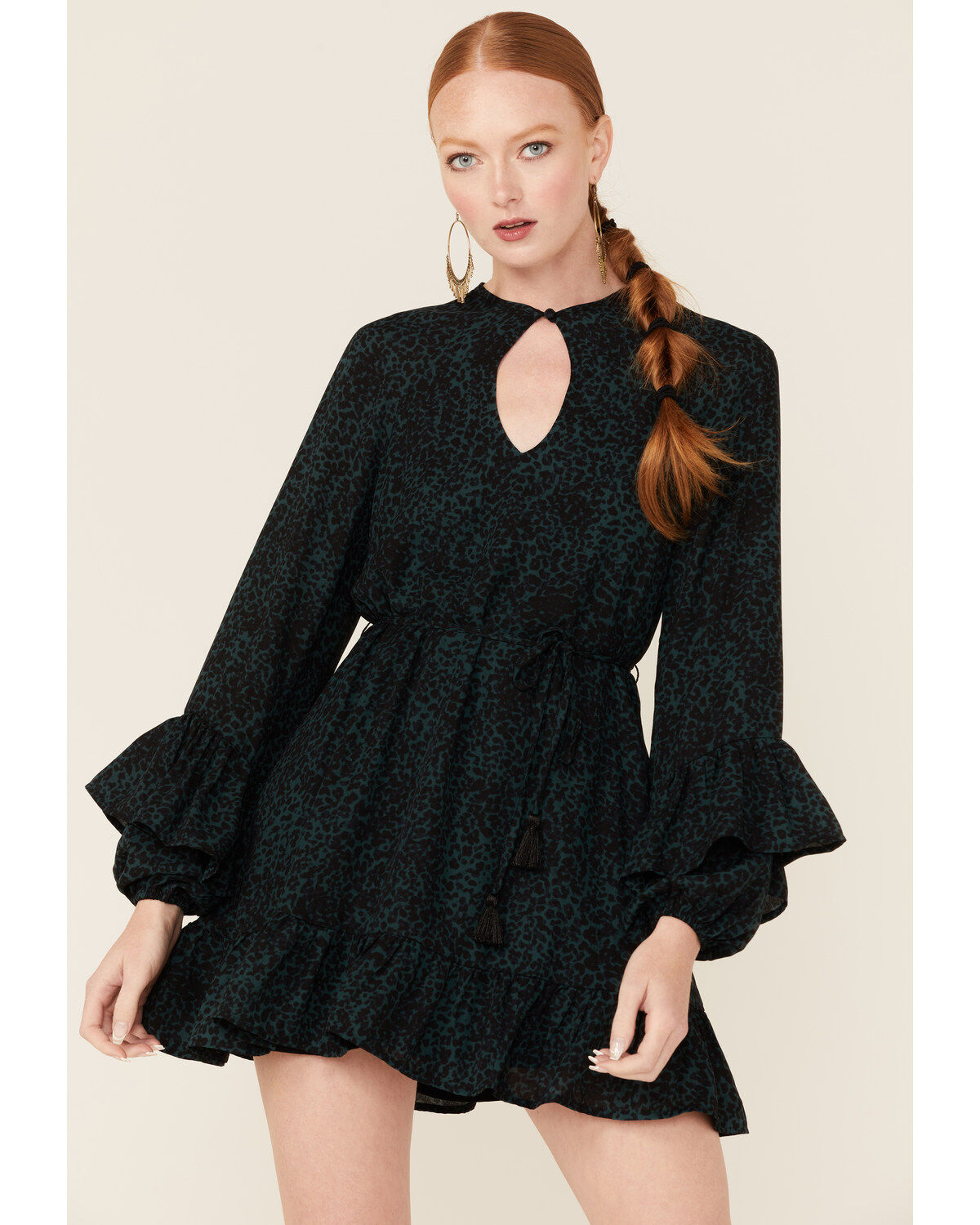 Women's Shyanne Green Animal Print A-Line Mini Dress