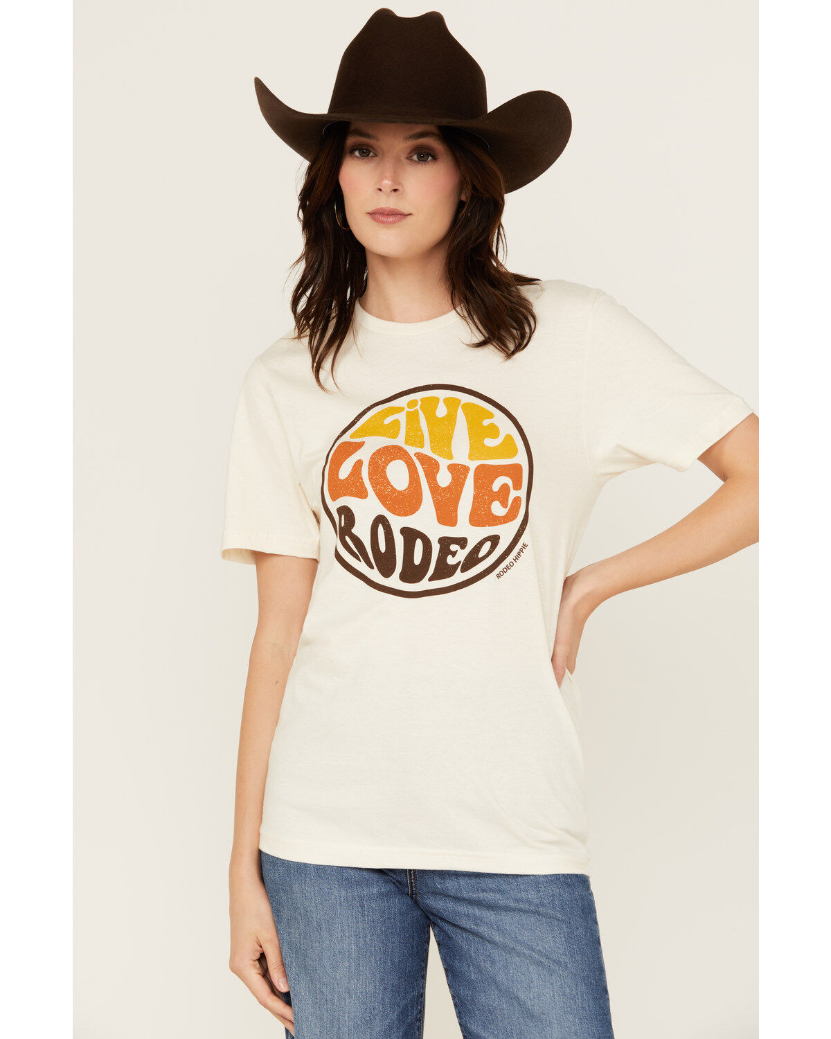 Women's Rodeo Hippie Live Love Rodeo Short Sleeve Graphic Tee