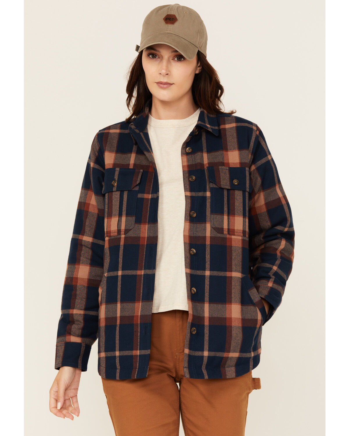 Women's Lucky Brand Workwear Plaid Print Button-Down Flannel Shacket