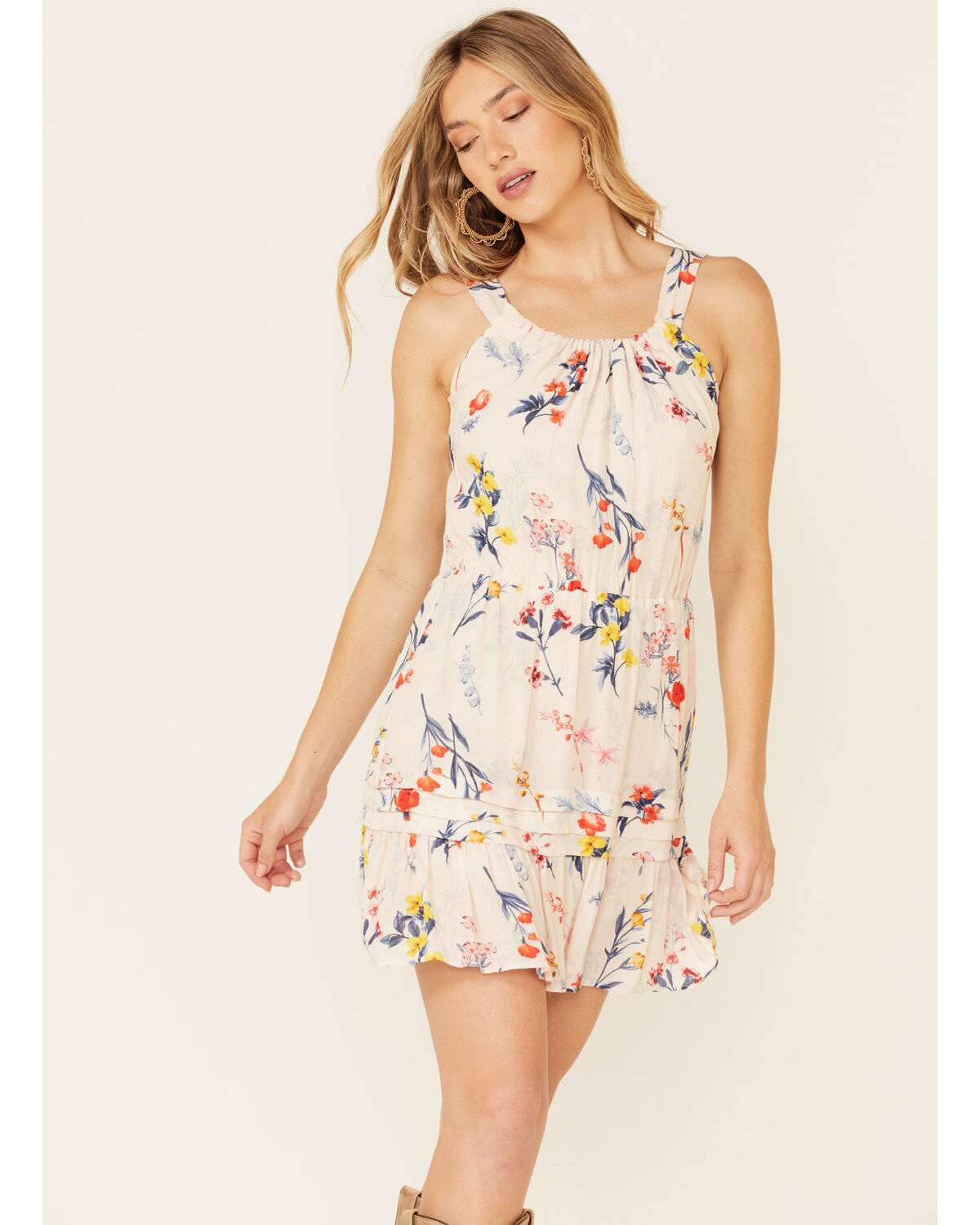 Women's Miss Me Floral Cutout Halter Mini Dress