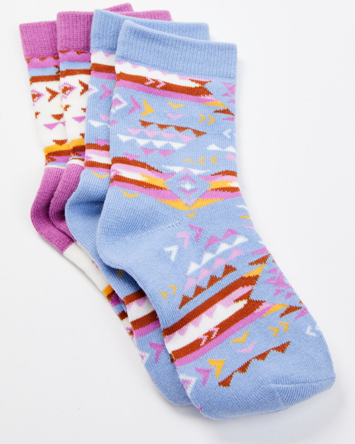 Girls' Shyanne Meadow Mauve Southwestern Print Crew Socks - 2 Pack