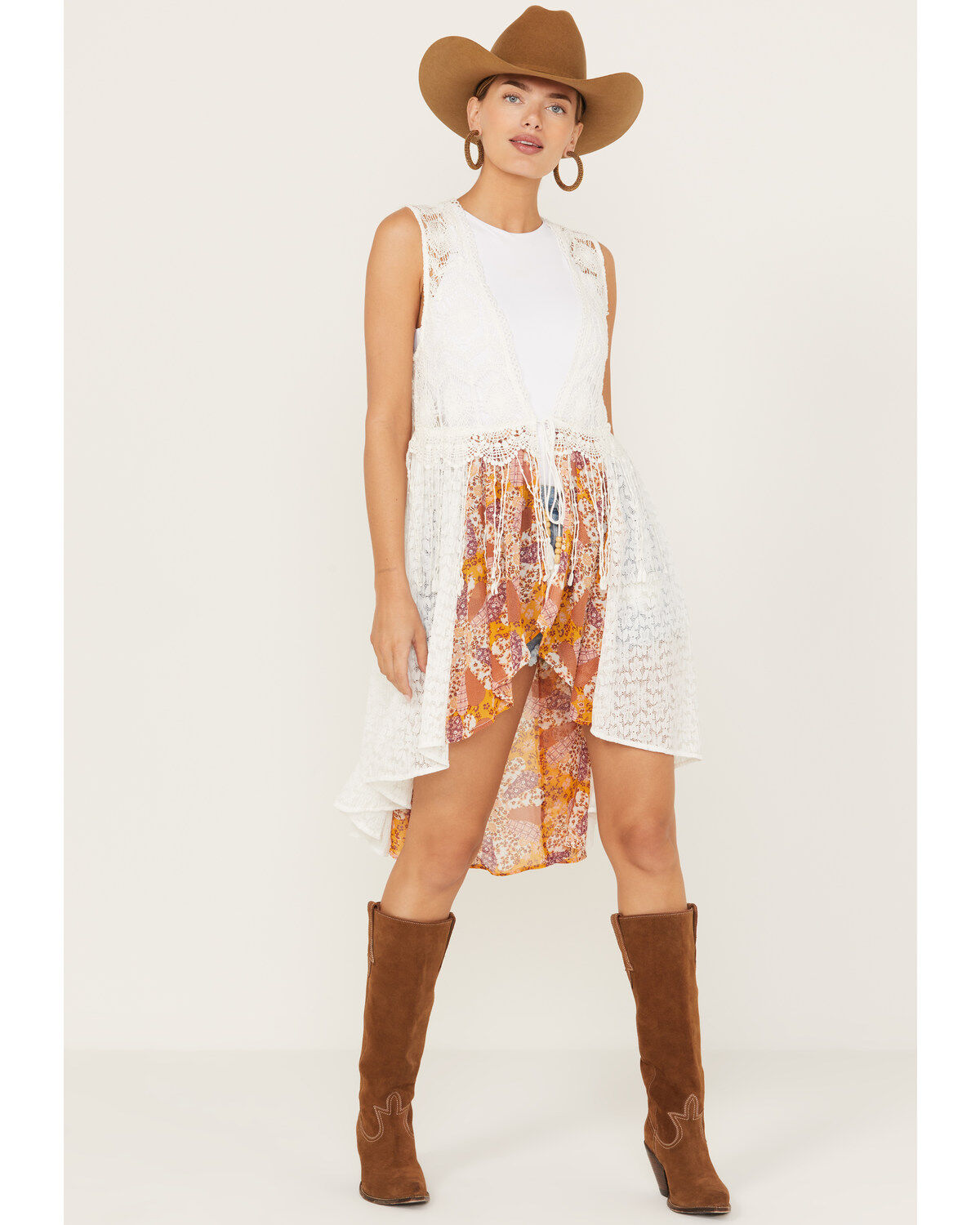 Women's Miss Me Ditzy Floral Crochet Lace Vest