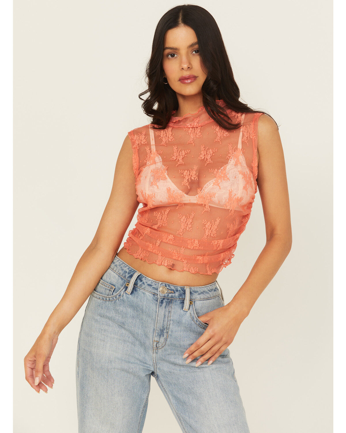 Women's Free People Nice Try Mesh Floral Muscle Tank