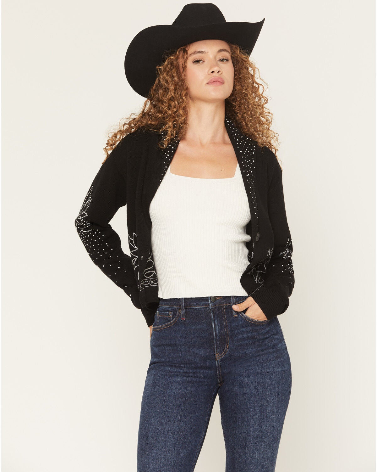 Women's Idyllwind Pierce Embellished Cropped Button-Down Sweater