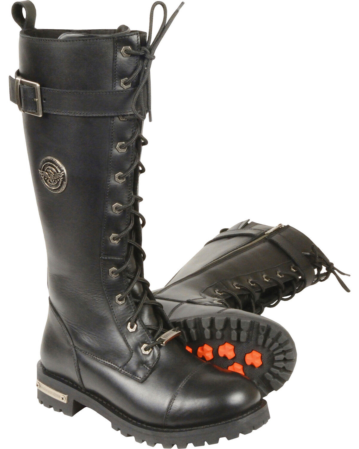 Women's Milwaukee Leather 14" Lace To Toe High Rise Leather Boots - Ro