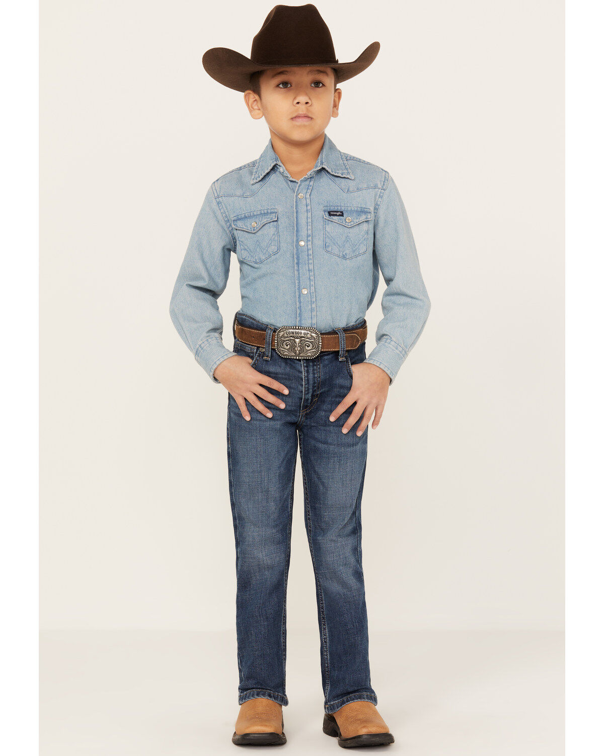 Boys' Wrangler Medium Wash Slim Fit Vintage Bootcut Denim Jeans