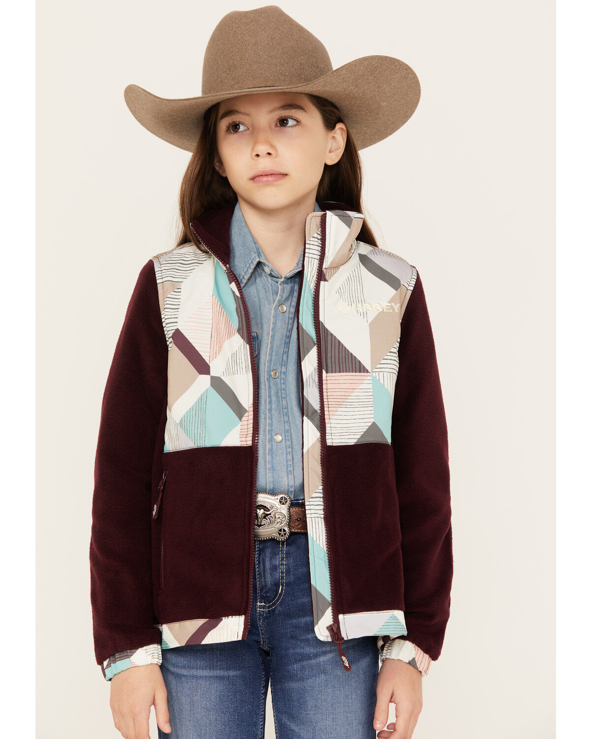 Girls' Hooey Geo Print Color Block Softshell Jacket