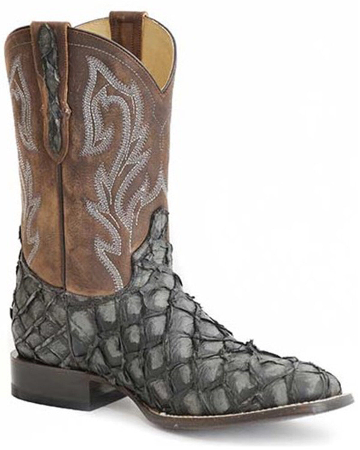 Men's Stetson Predator Pirarucu Vamp Exotic Western Boots - Broad Squa