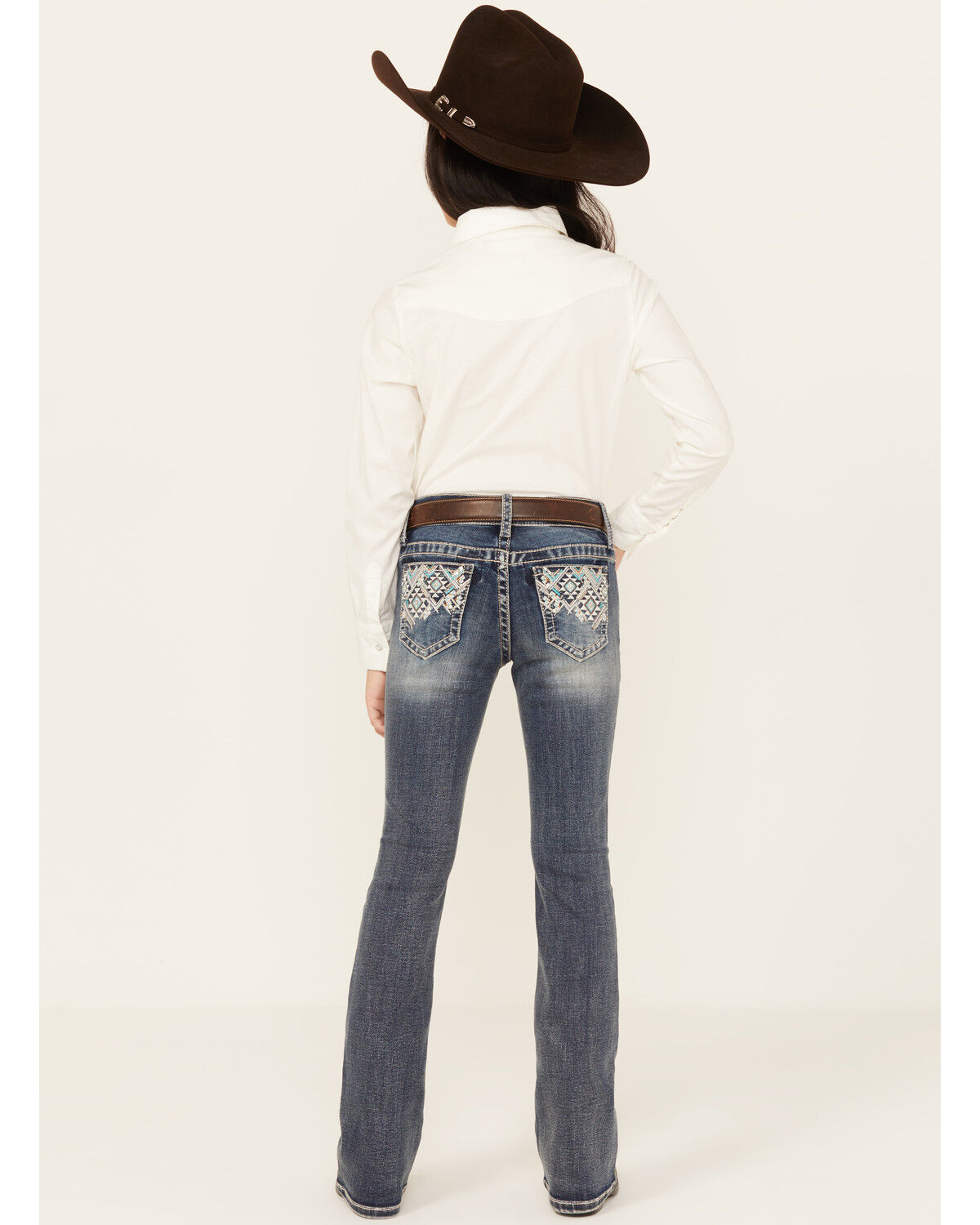 Girls' Grace in LA Medium Wash Mid Rise Southwestern Bootcut Jeans
