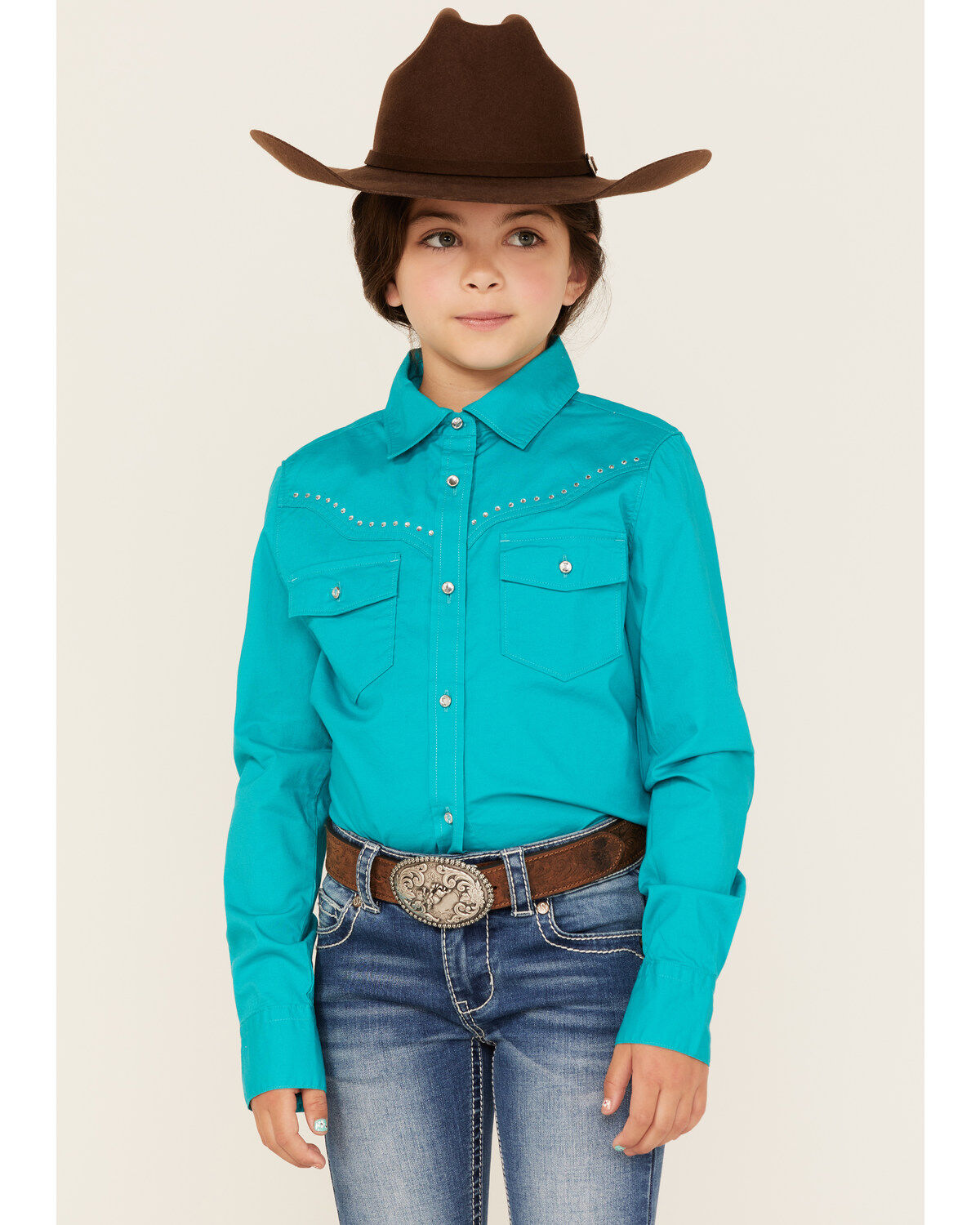 Girls' Shyanne Rhinestone Long Sleeve Western Button Down Shirt