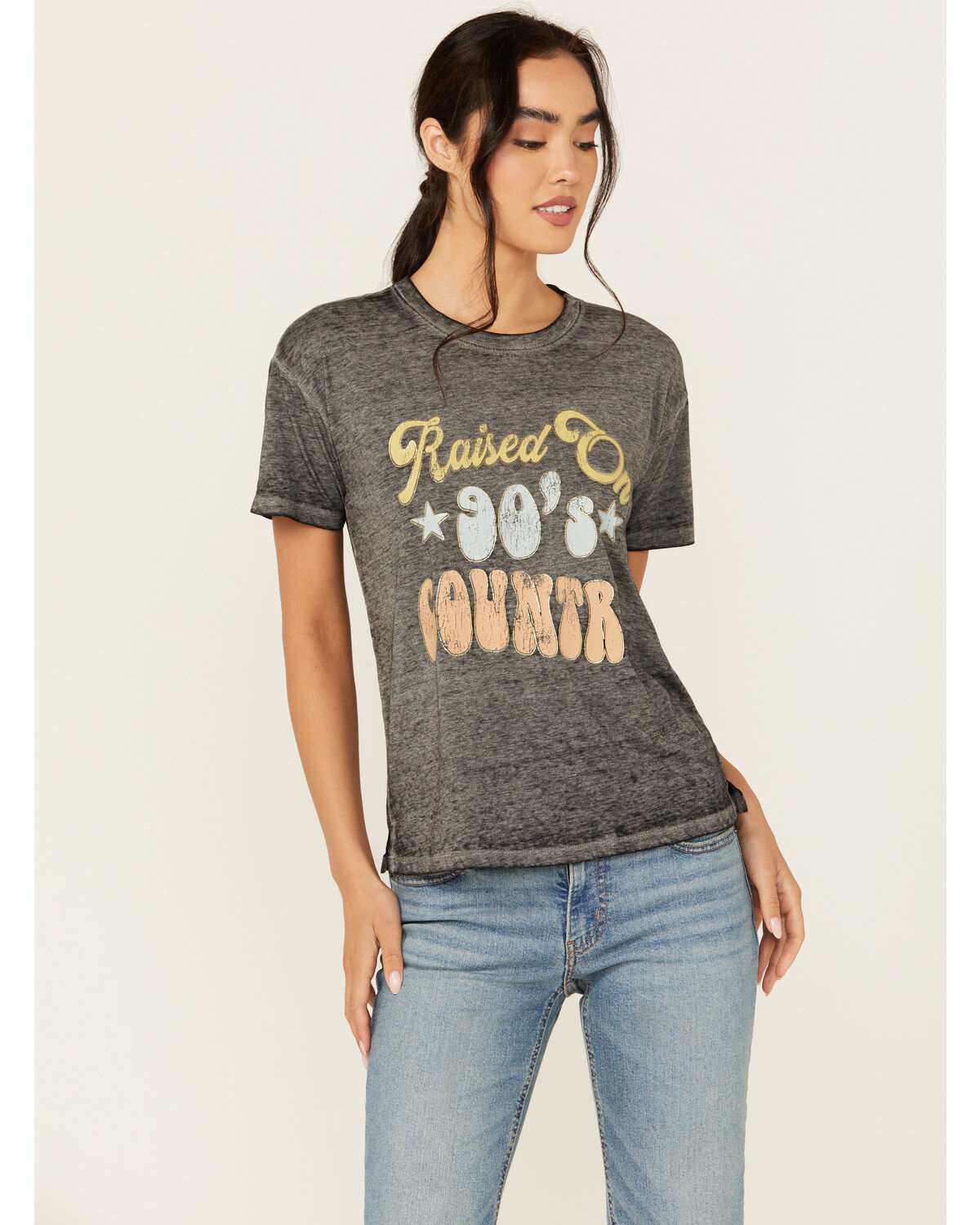 Women's Blended Raised On 90's Country Short Sleeve Graphic Tee