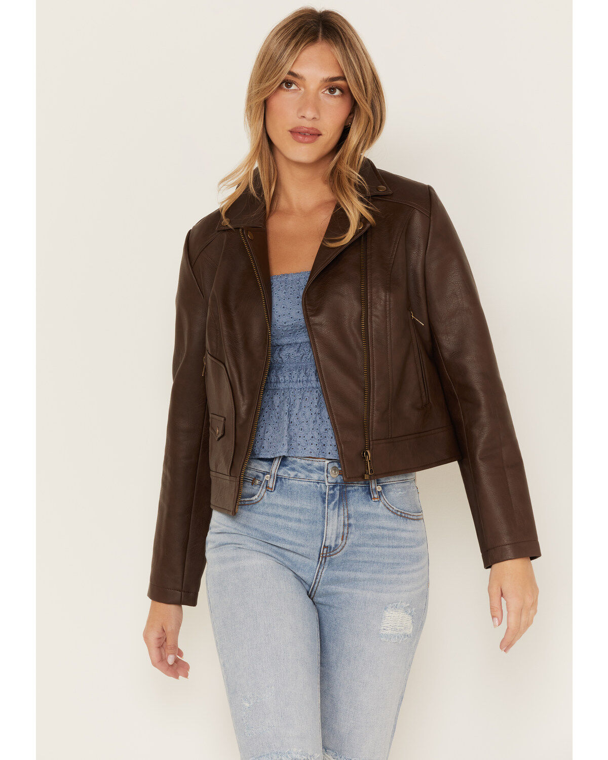 Women's Cleo + Wolf Faux Leather Moto Jacket
