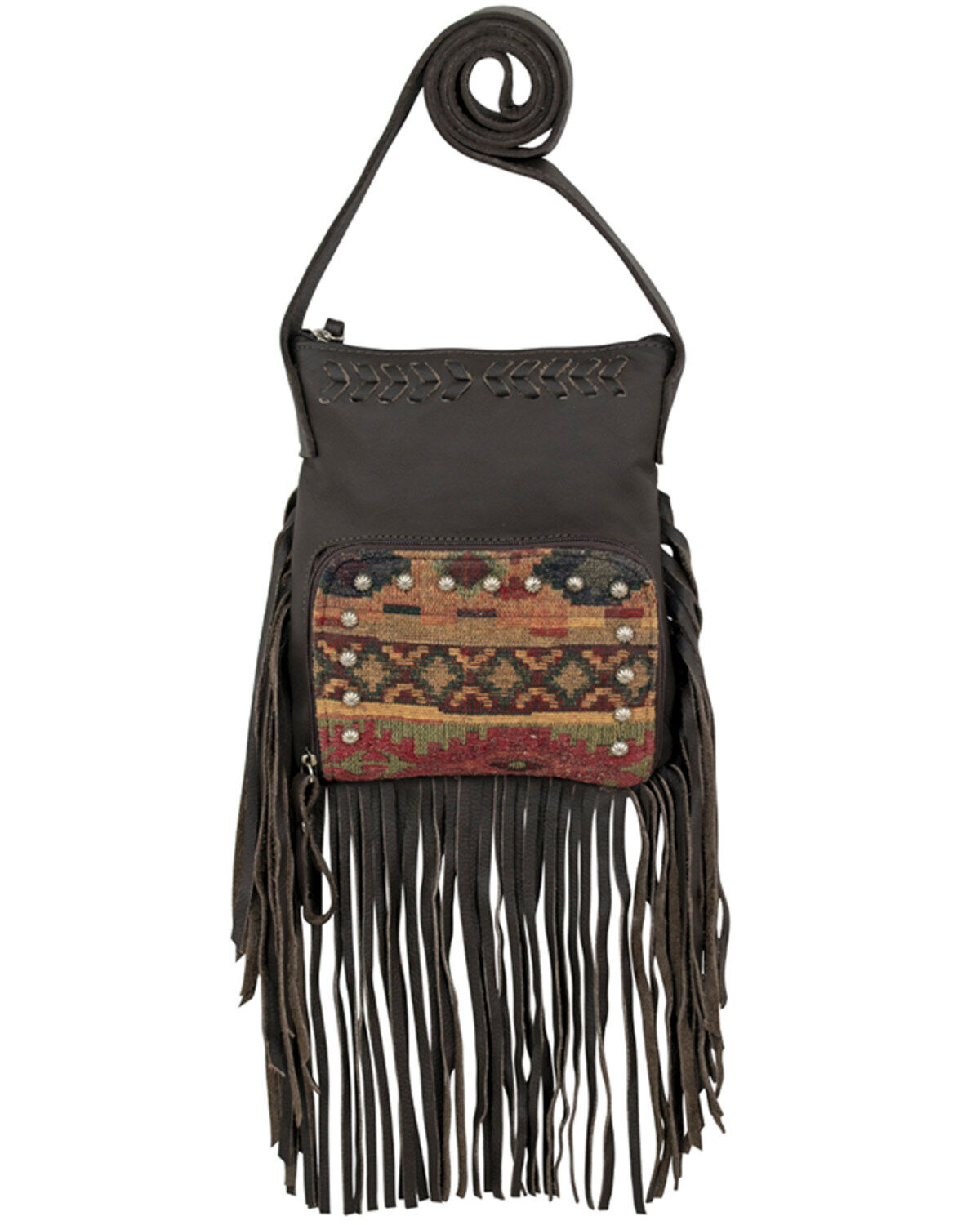 Women's American West Southwestern Tapestry Fringe Handbag
