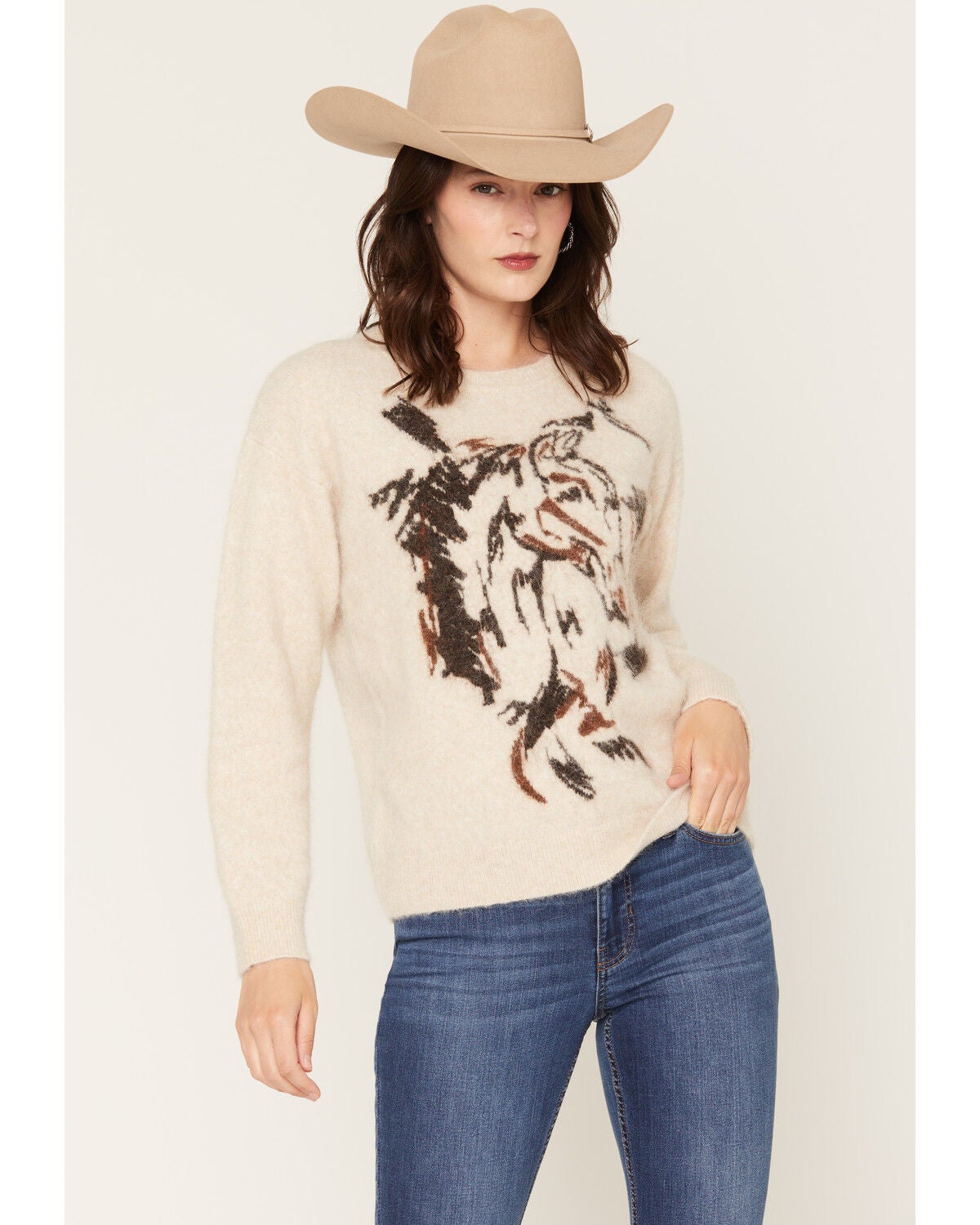 Women's Shyanne Sparks Fuzzy Horse Icon Sweater