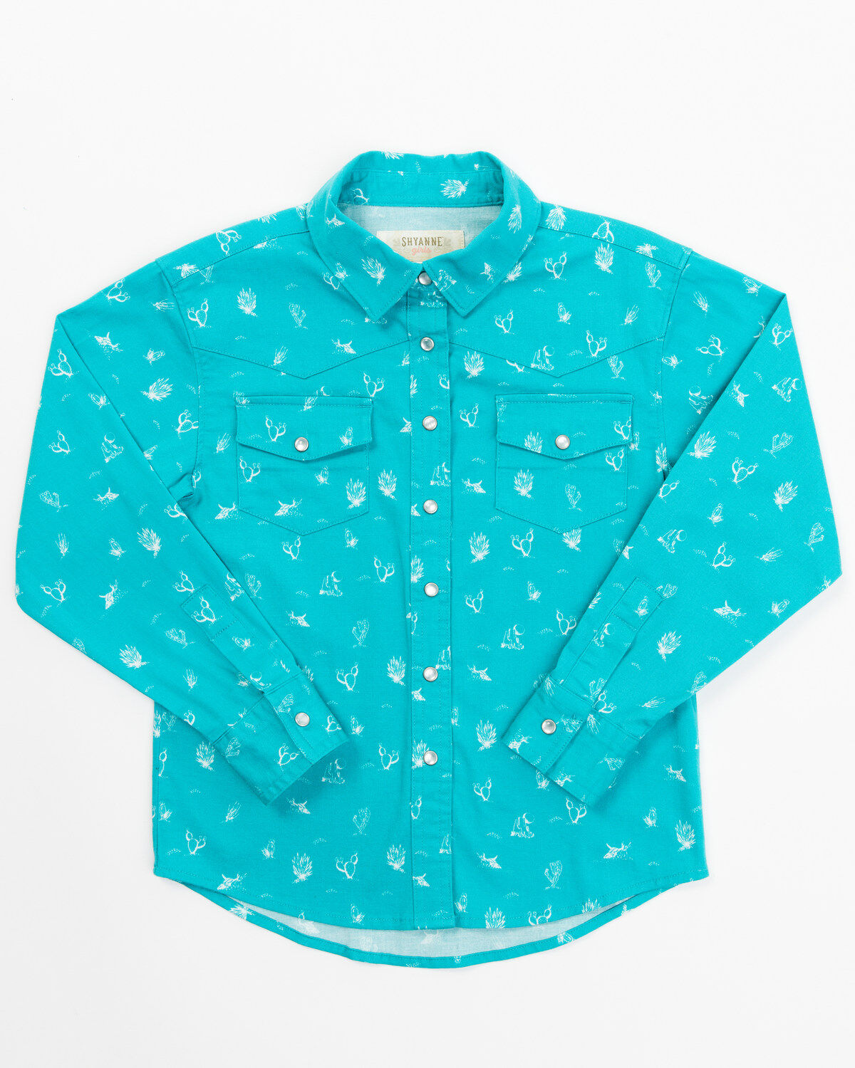 Girls' Shyanne Toddler Cactus Print Long Sleeve Western Pearl Snap Shi