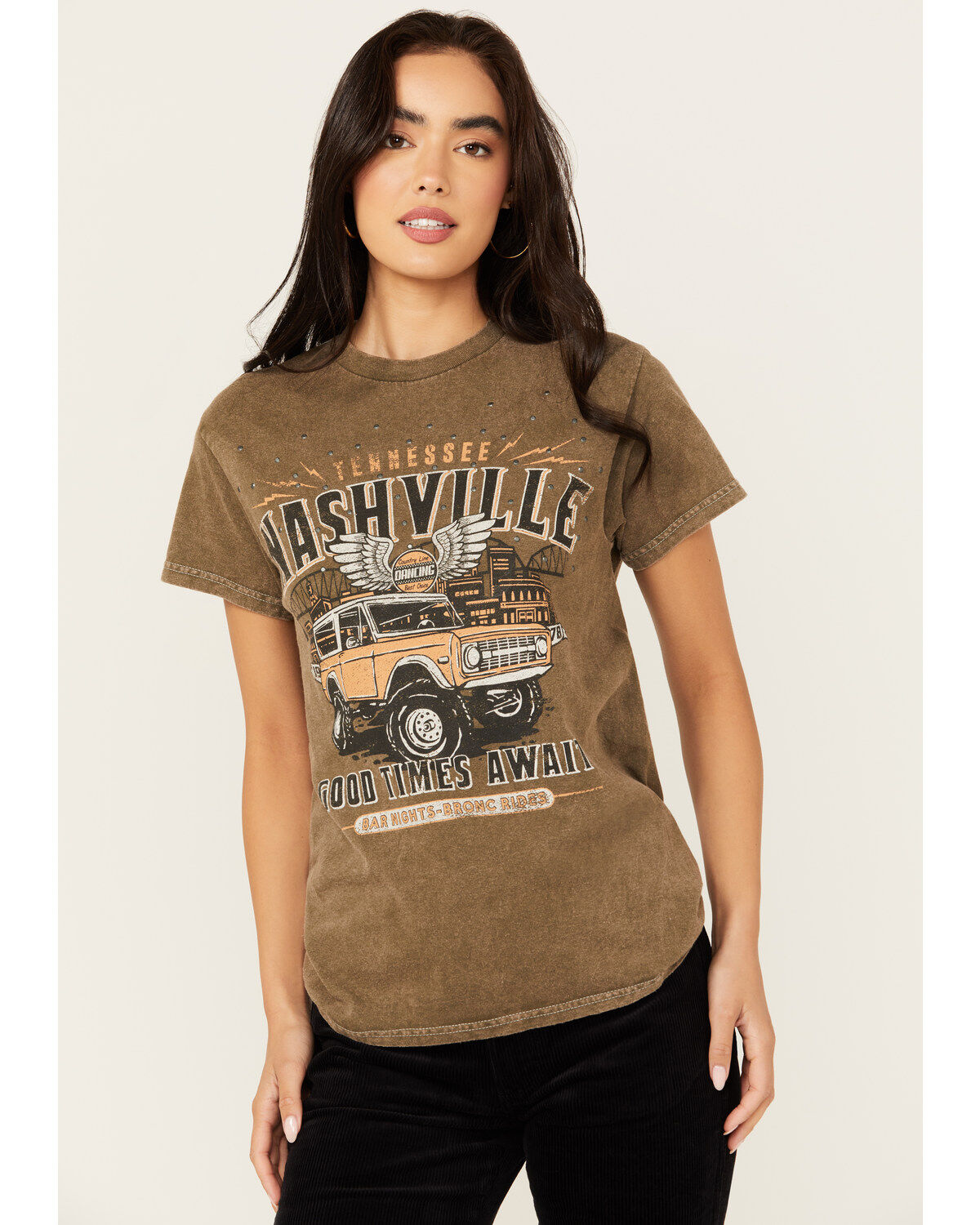 Women's Youth in Revolt Nashville Embellished Car Short Sleeve Graphic