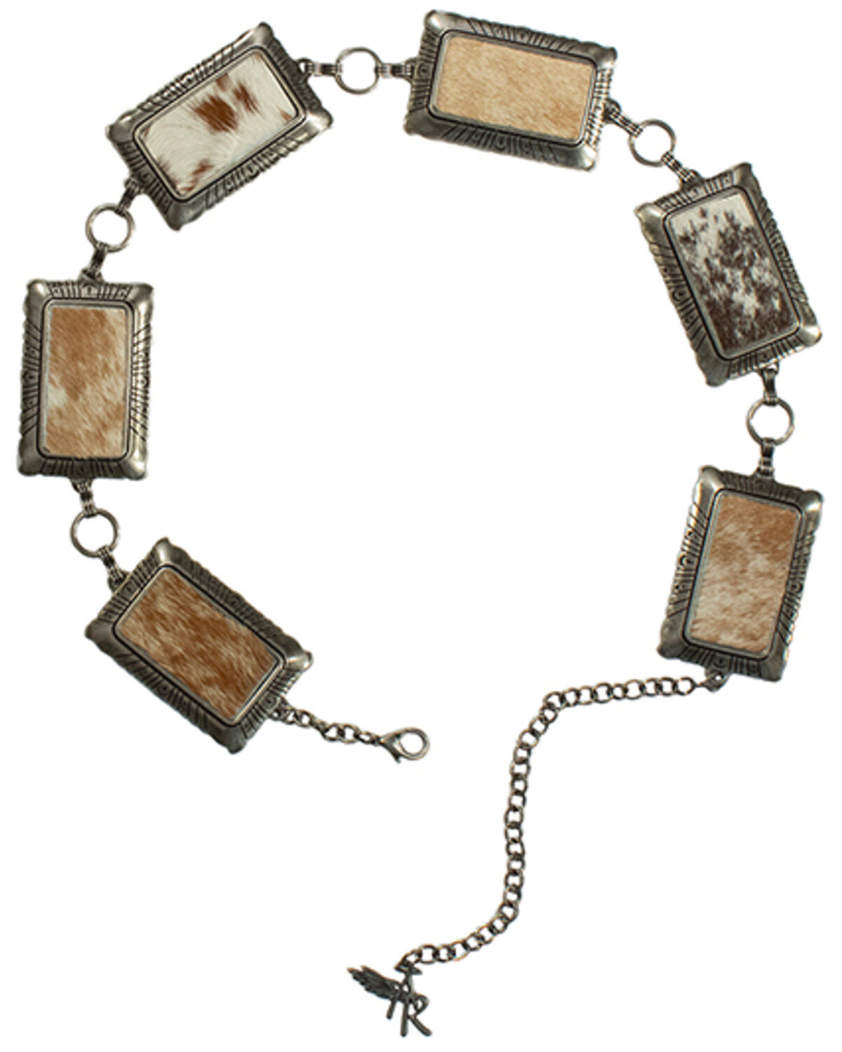 Women's Angel Ranch Calf Hair Concho Chain Belt