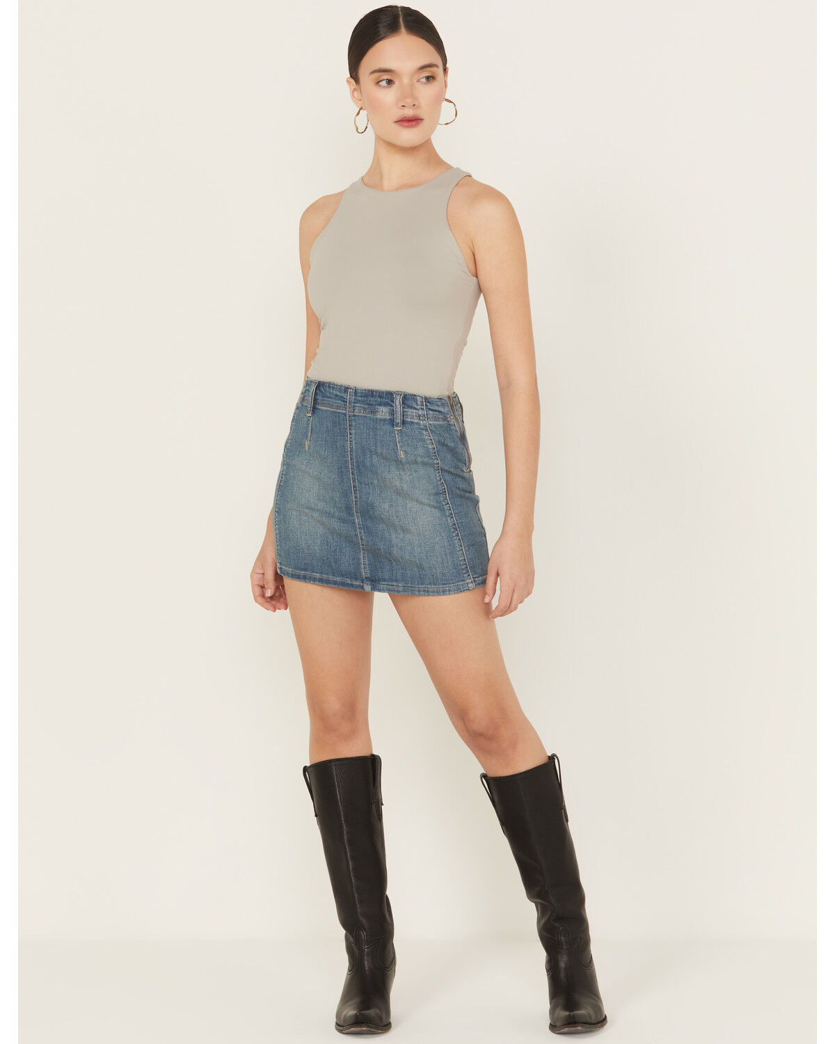 Women's Free People Daylight Medium Wash Denim Mini Skirt