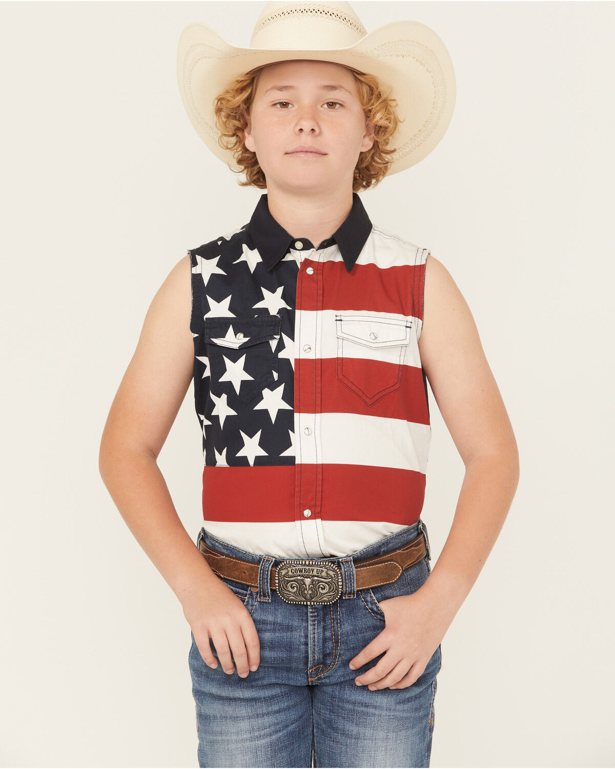 Boys' Cody James 2nd Amendment Bubba Sleeveless Snap Western Shirt