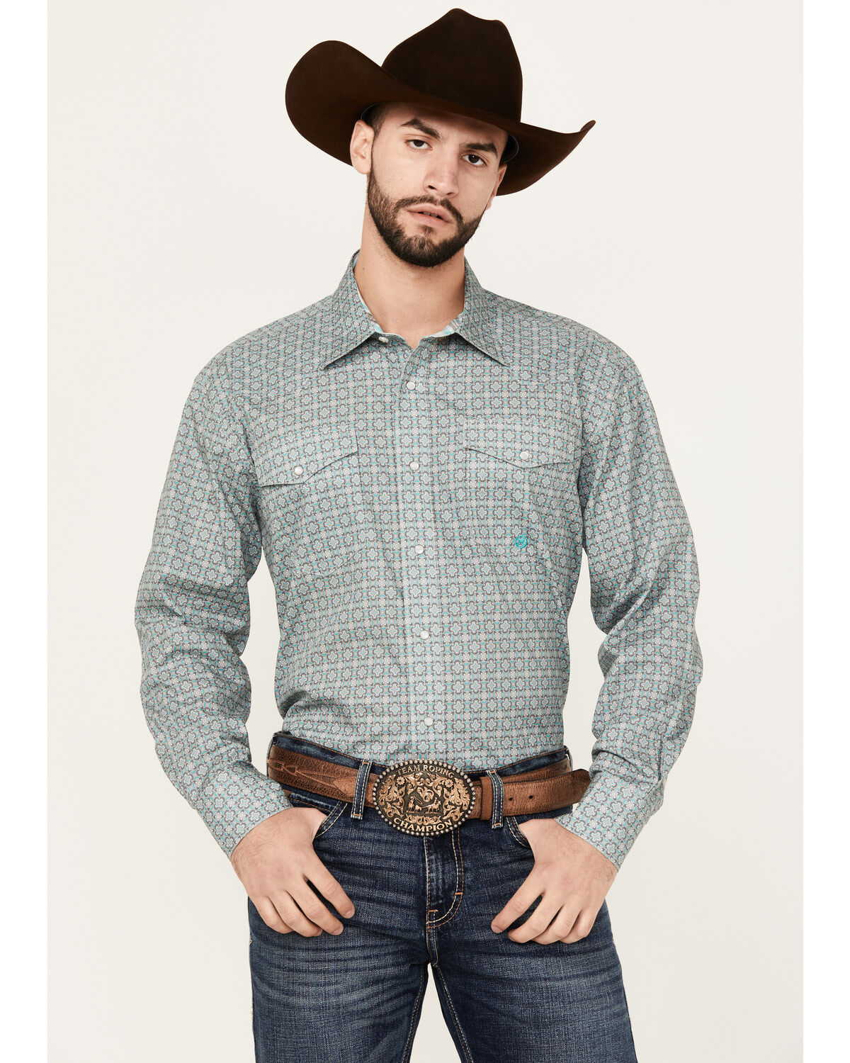 Men's Roper Amarillo Medallion Print Long Sleeve Snap Western Shirt
