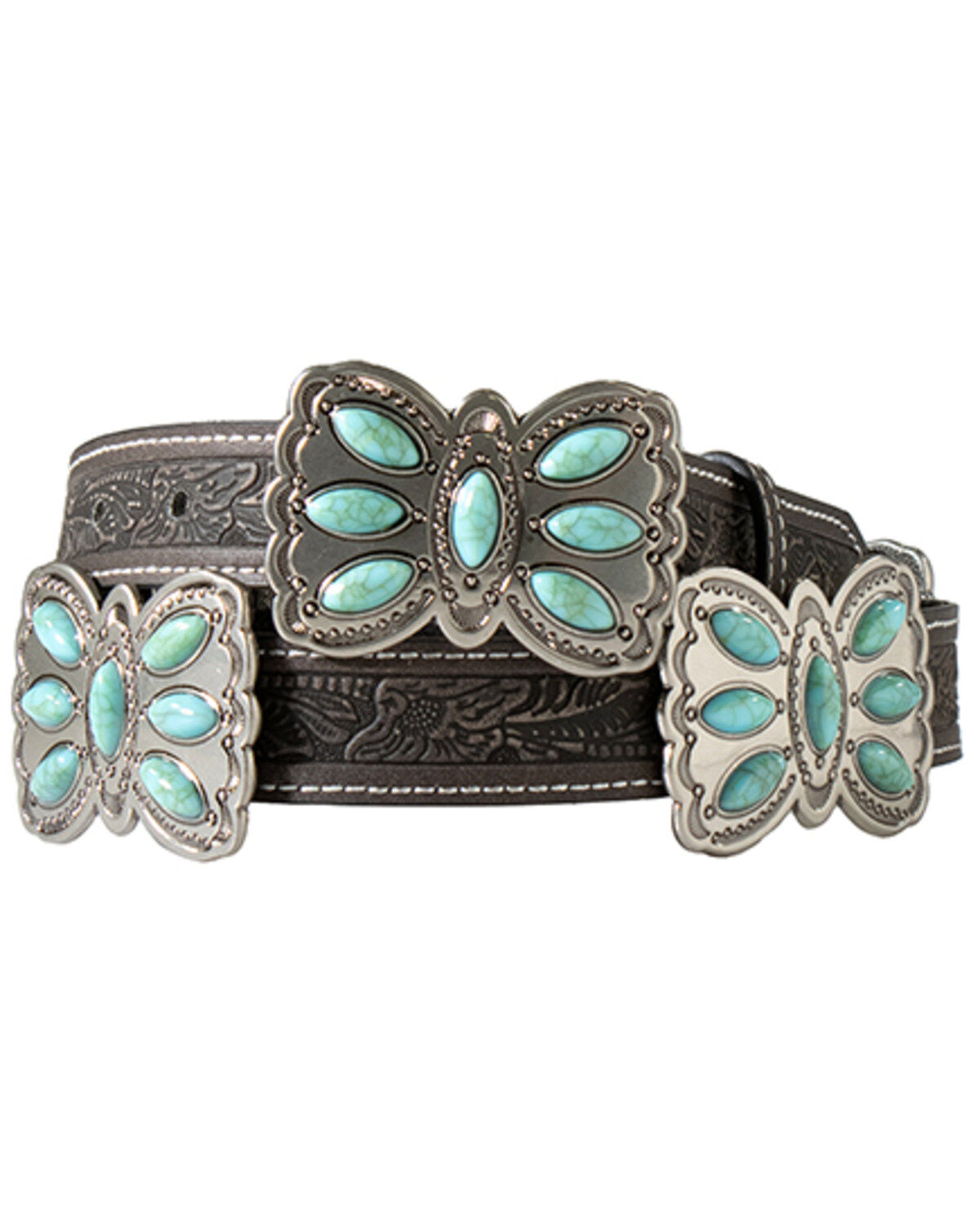 Women's Angel Ranch Floral Concho Tooled Belt