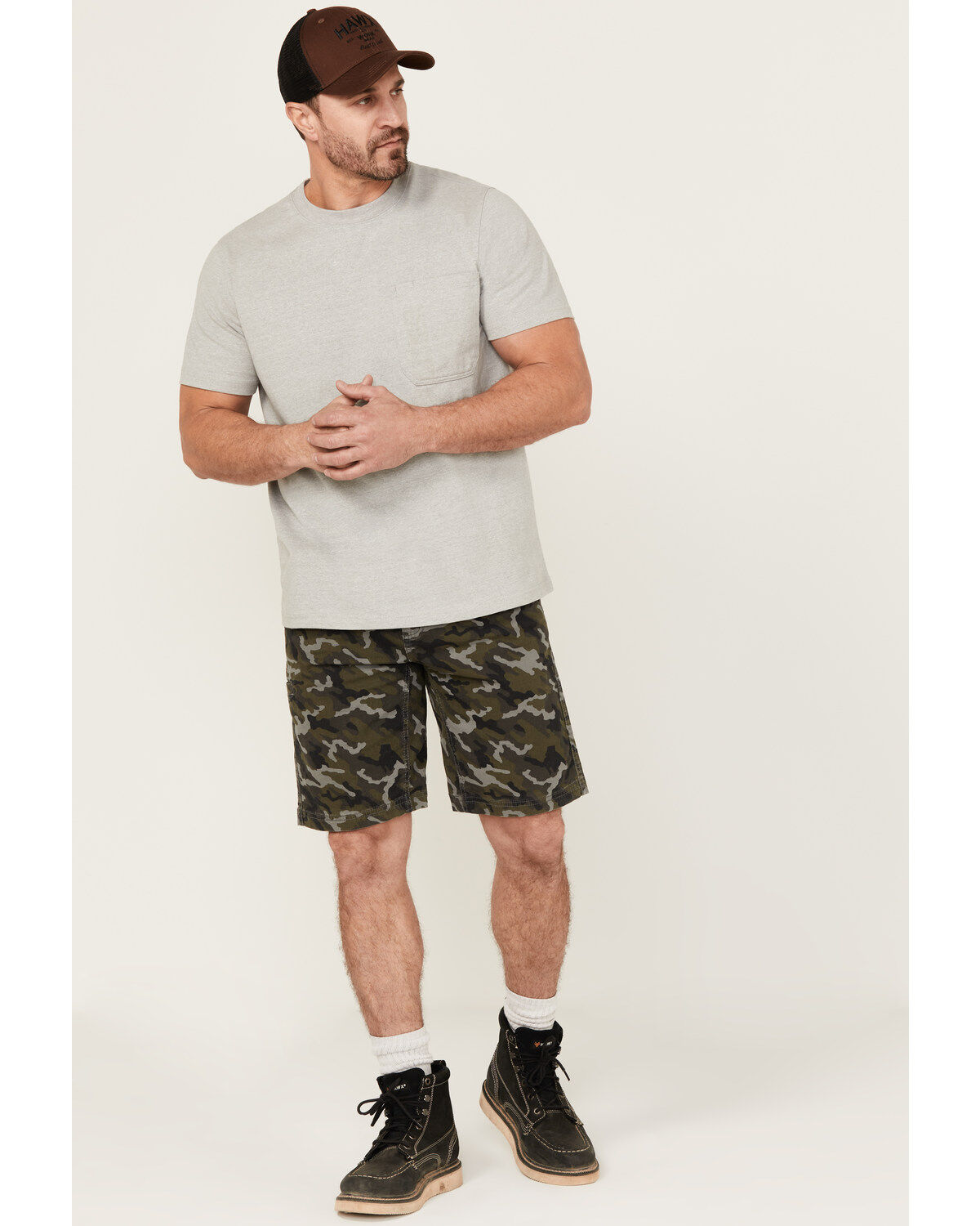 Men's Hawx Chip Camo Print Flat Front Work Shorts