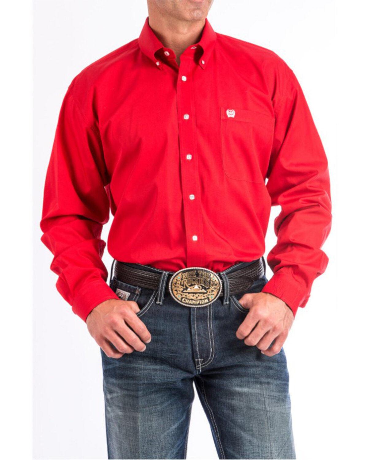Men's Cinch Solid Long Sleeve Button-Down Western Shirt