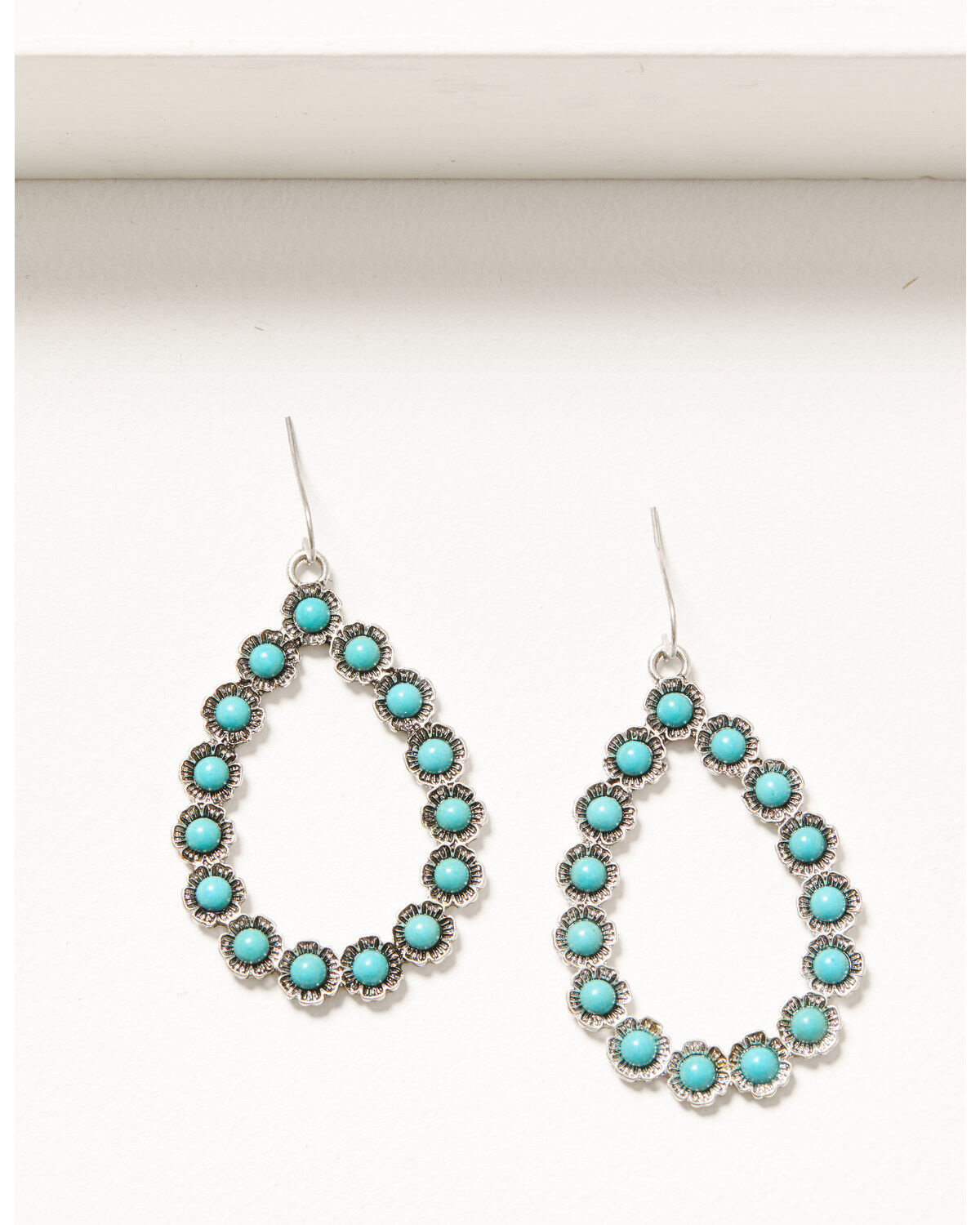 Women's Shyanne Silver Floral & Turquoise Beaded Dangle Earrings