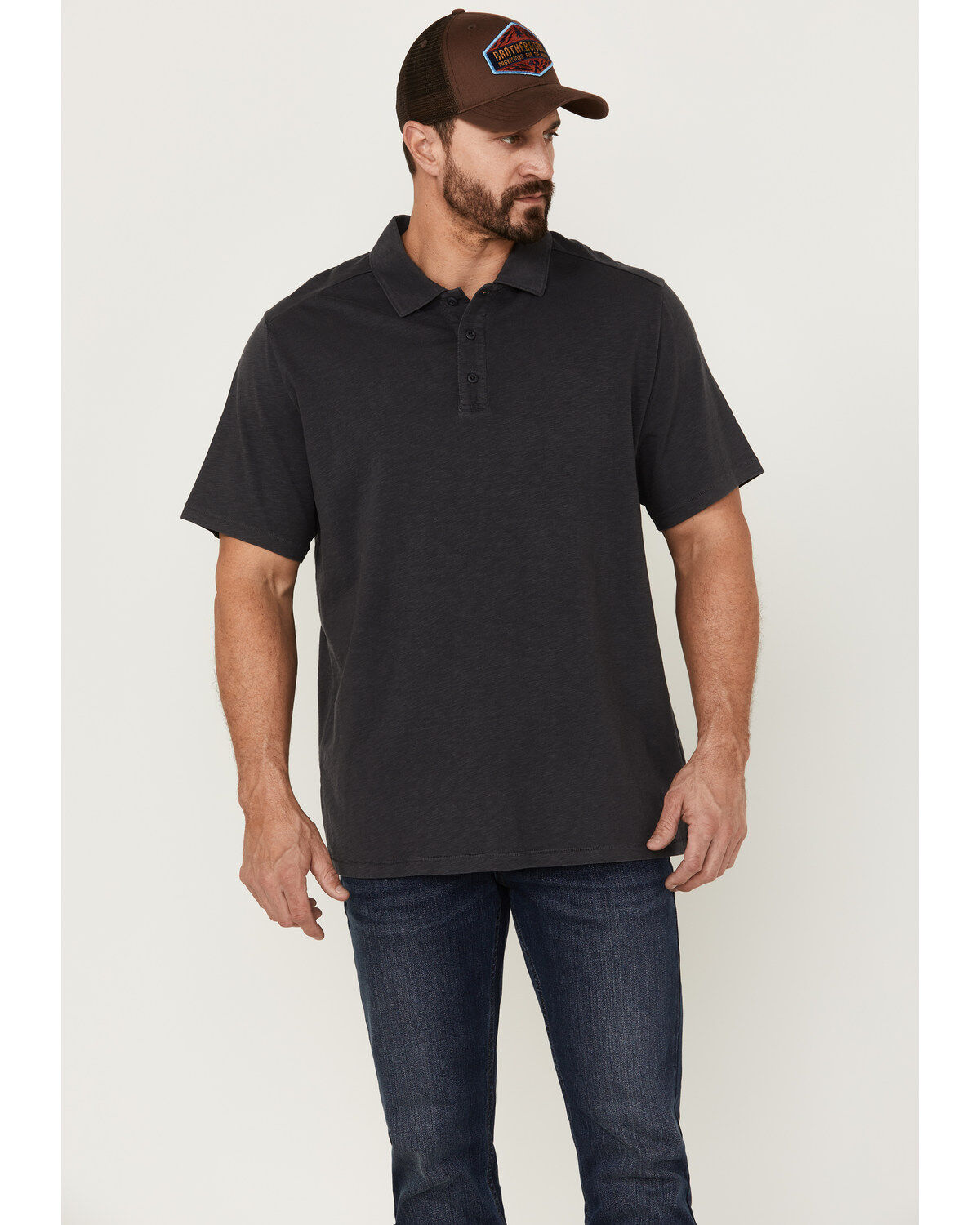 Men's Brothers and Sons Solid Slub Short Sleeve Polo Shirt