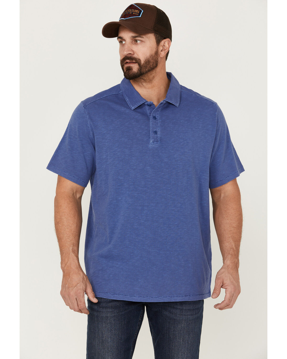 Men's Brothers and Sons Solid Slub Short Sleeve Polo Shirt