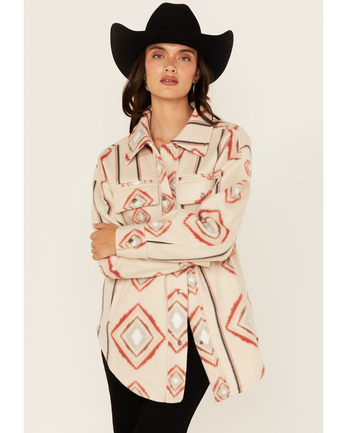 Women's Fornia Southwestern Print Polar Fleece Shacket