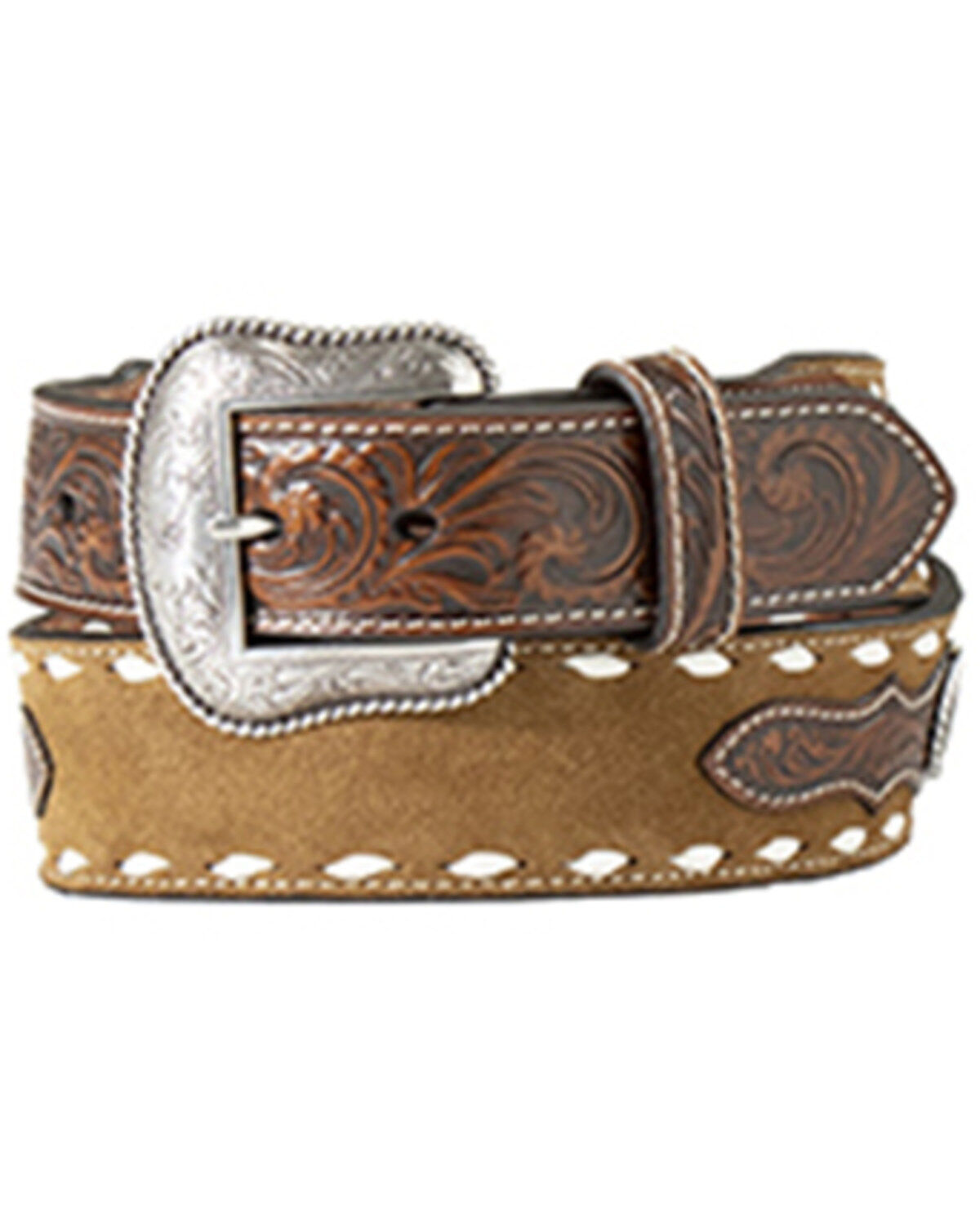 Men's M & F Western Tooled Leather Belt