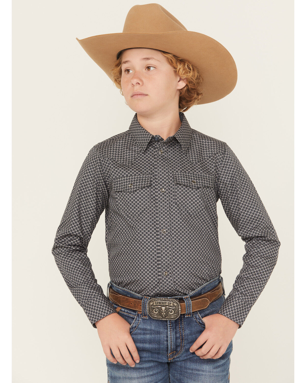 Boys' Cody James San Juan Geo Print Long Sleeve Snap Western Shirt
