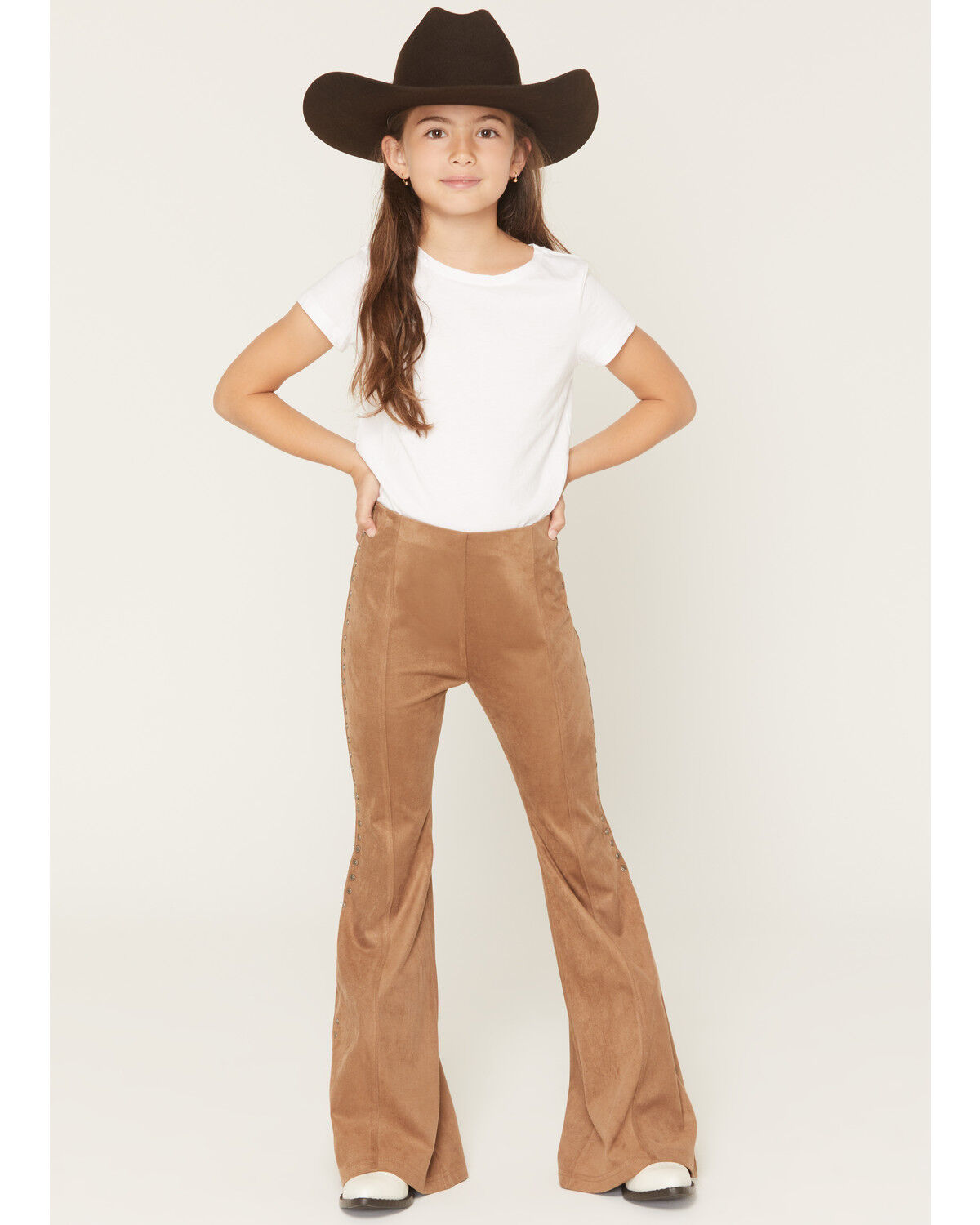 Girls' Shyanne Studded Side Seam Faux Suede Flare Pants