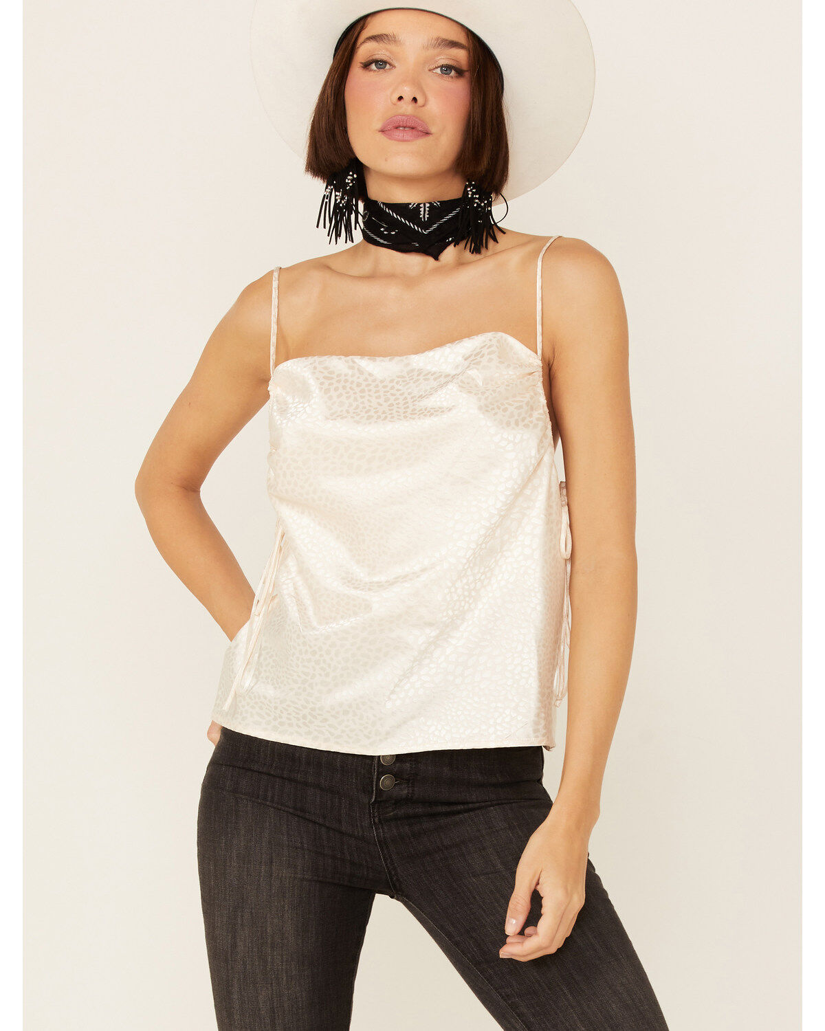 Women's Cinch Lush Pattern Satin Side Cami Top