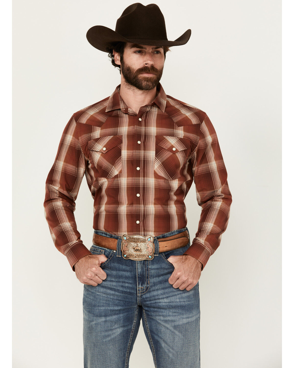 Men's Pendleton Frontier Plaid Print Long Sleeve Snap Western Shirt