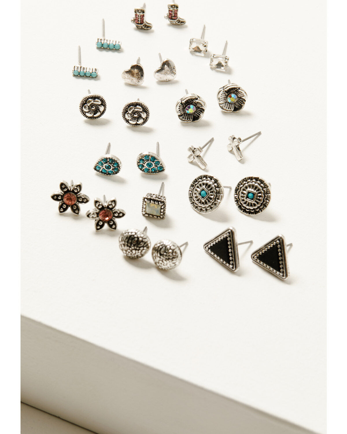 Women's Shyanne Flower Cross Stud Earring Set - 13 Piece