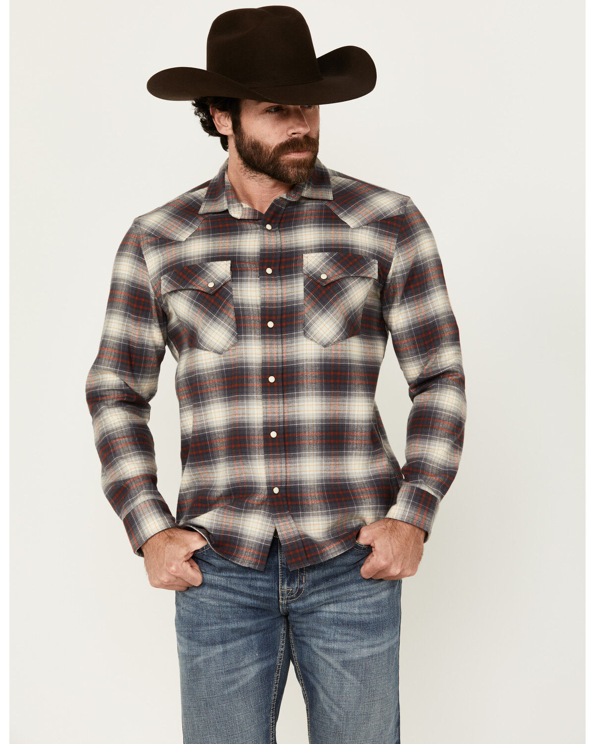Men's Pendleton Wyatt Plaid Print Long Sleeve Snap Western Shirt