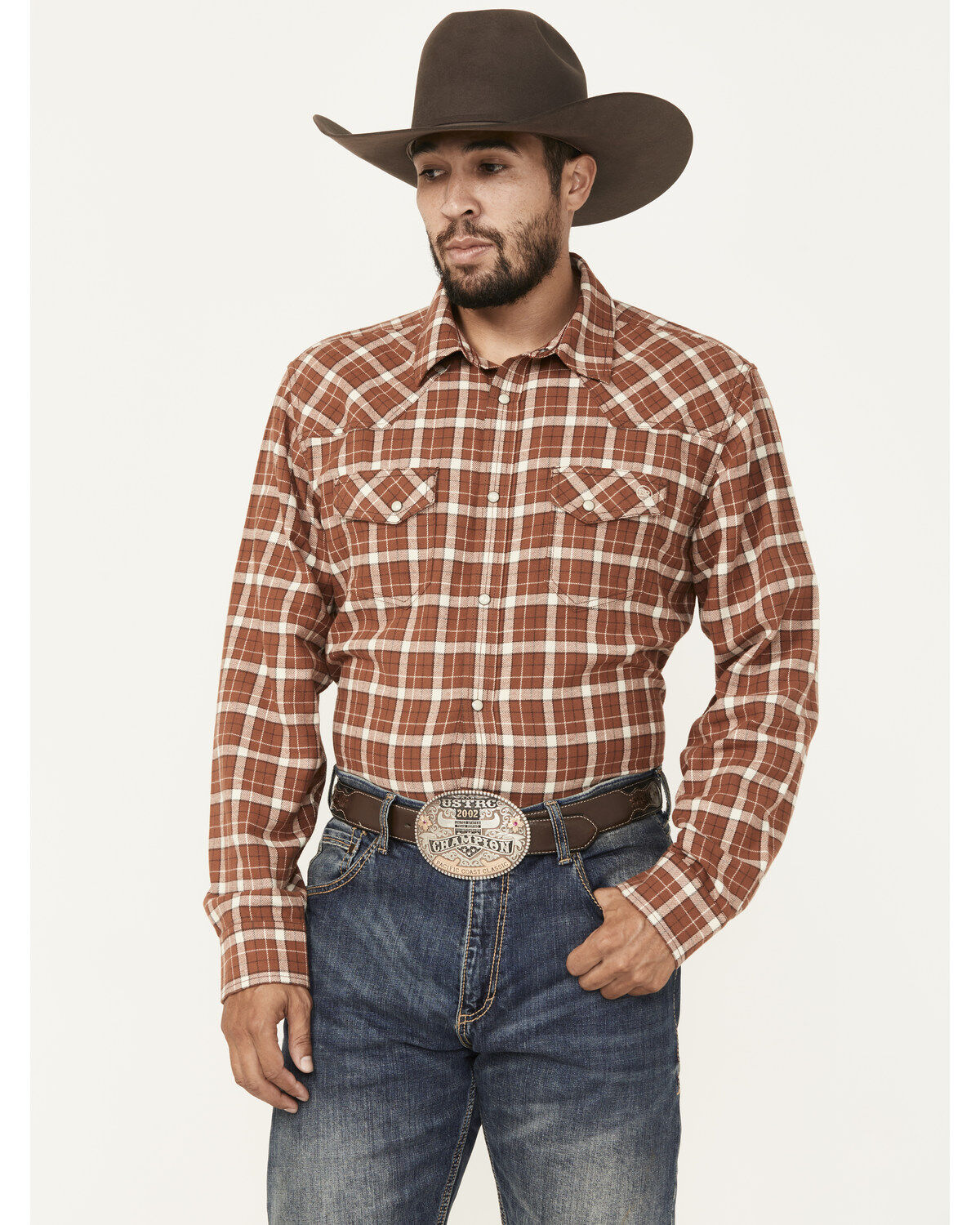 Men's Blue Ranchwear Cumberland Plaid Print Long Sleeve Snap Work Shir