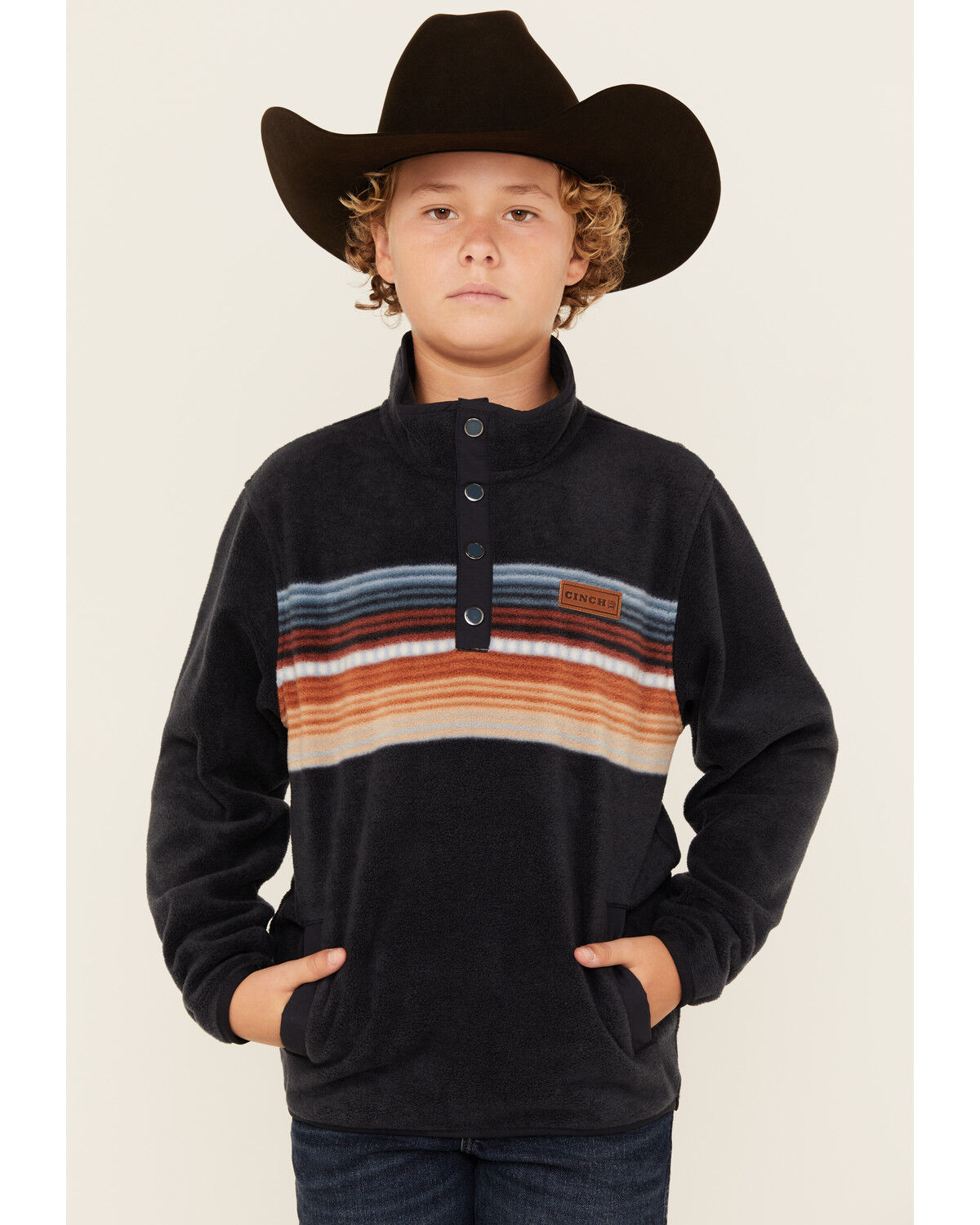 Cinch Boy's Striped Polar Fleece Pullover