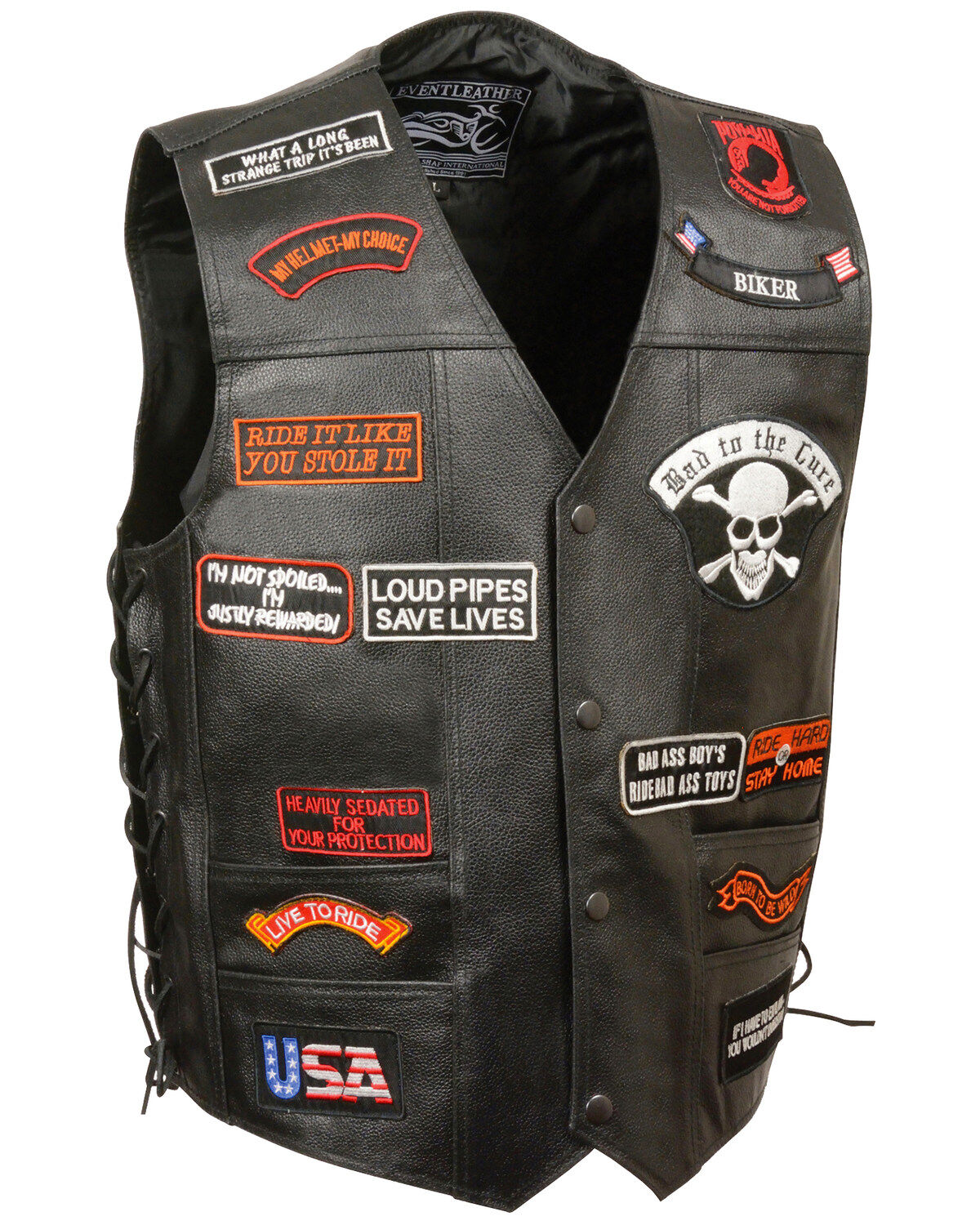 Men's Milwaukee Leather Side Lace Patch Vest