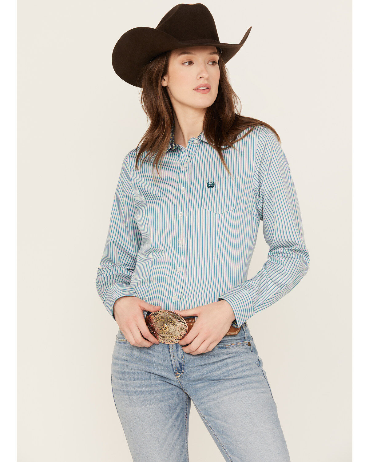 Women's Cinch Striped Long Sleeve Button Down Western Shirt