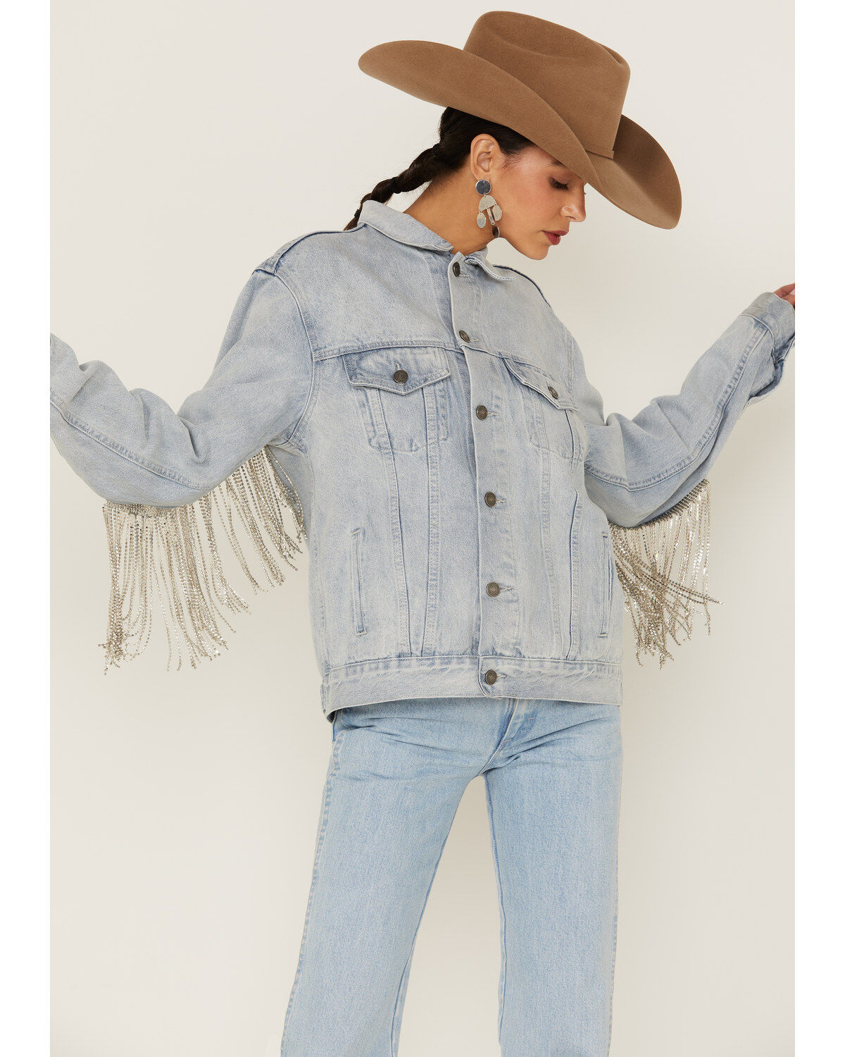 Women's The Dylan Jacket by DanielXDiamond: Blue Denim Jacket With Sil