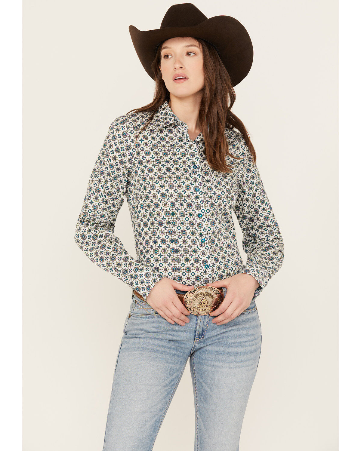 Women's Cinch Geo Print Long Sleeve Button Down Western Shirt