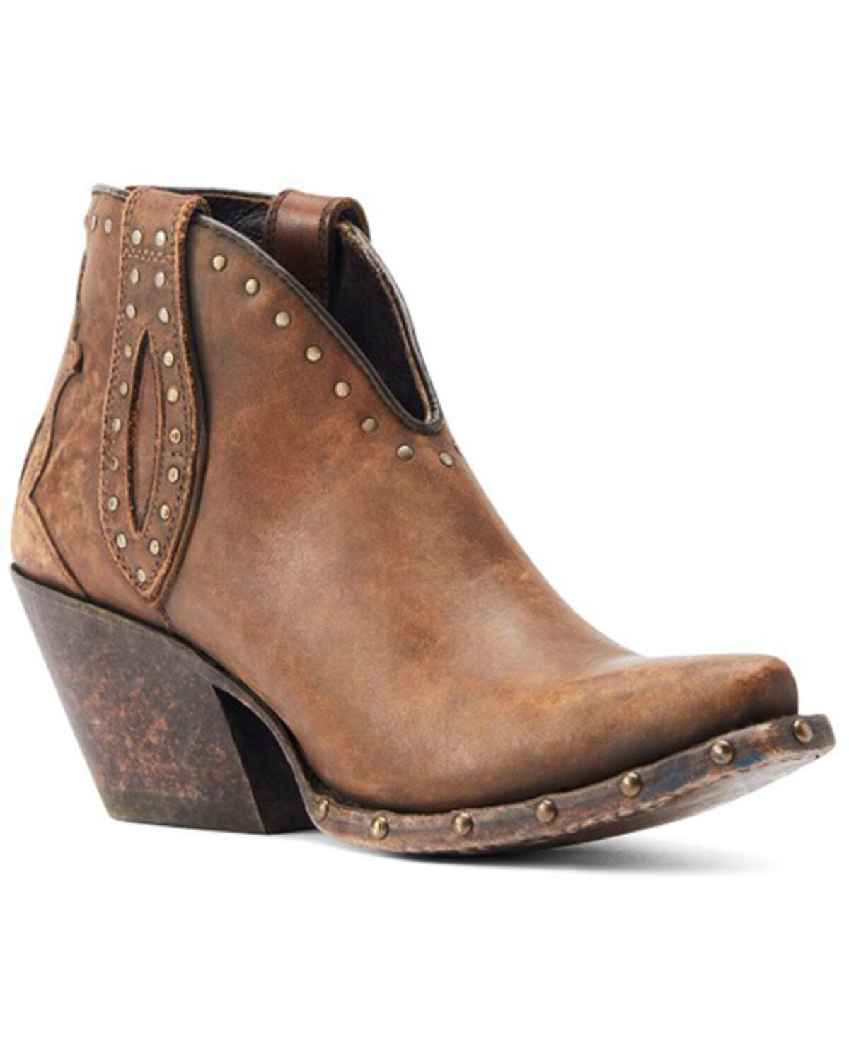 Women's Ariat Greenly Distressed Studded Booties - Snip Toe