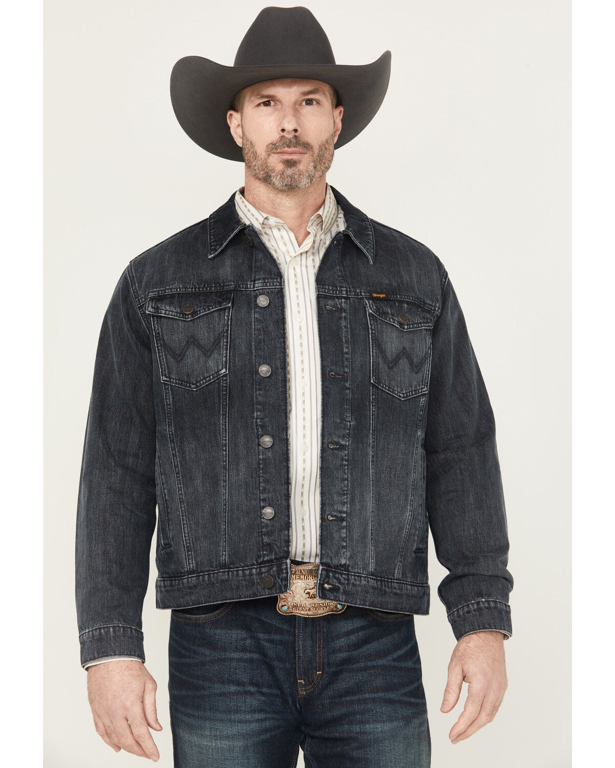 Men's Wrangler Retro Dark Wash Button-Down Denim Jacket