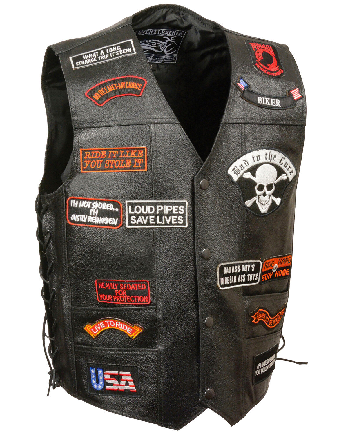 Men's Milwaukee Leather Side Lace Patch Vest - 5X
