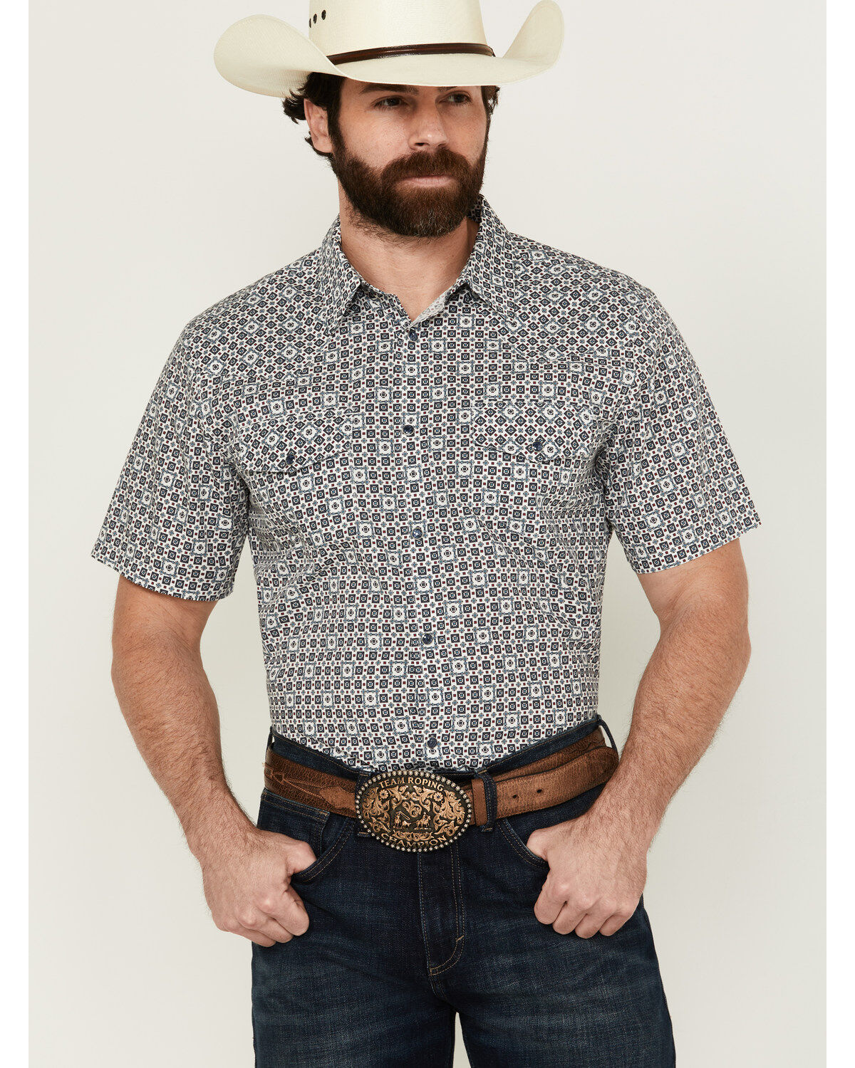 Men's Gibson Haven Geo Print Short Sleeve Snap Western Shirt