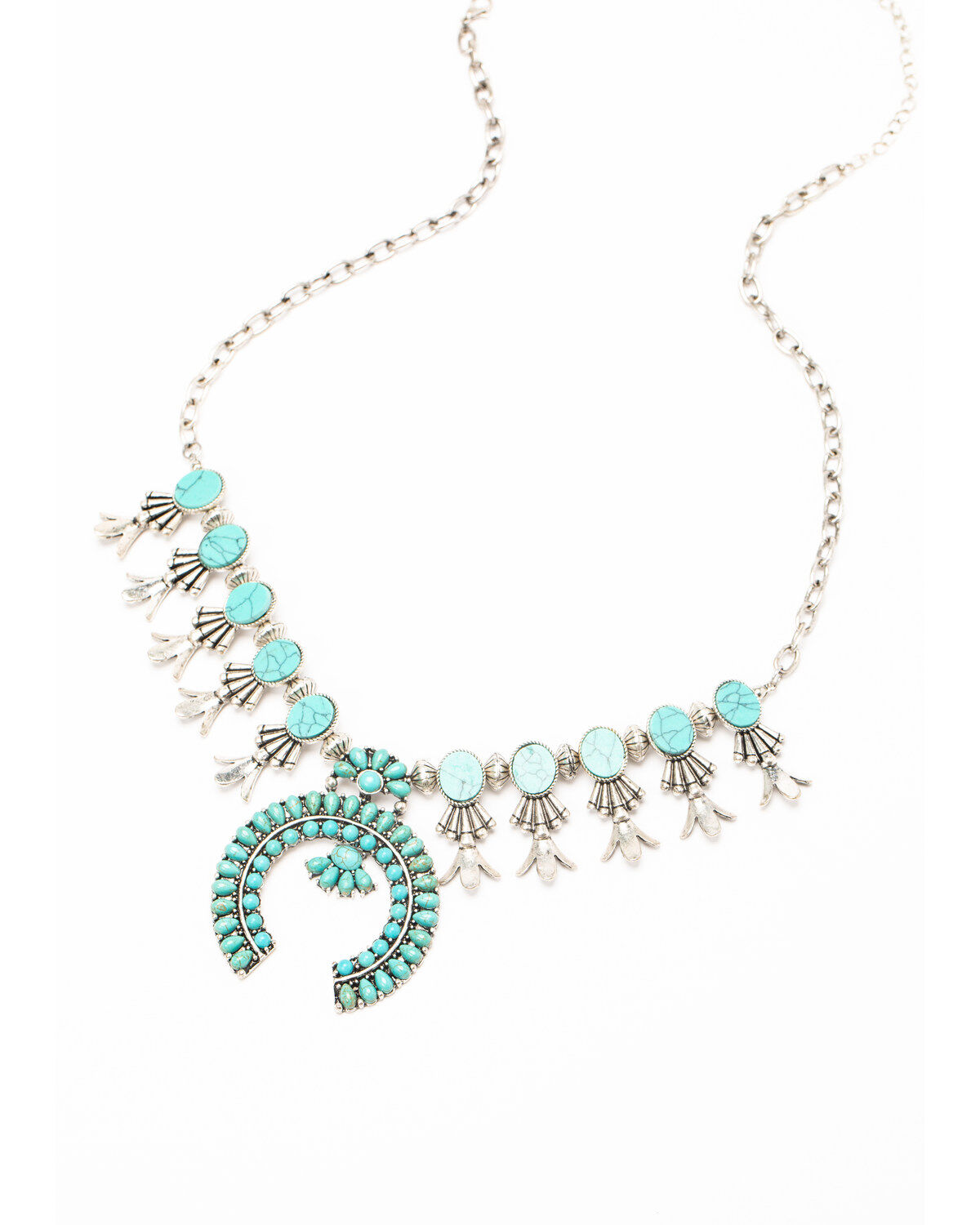 Women's Shyanne Matrix Turquoise Squash Blossom Statement Necklace