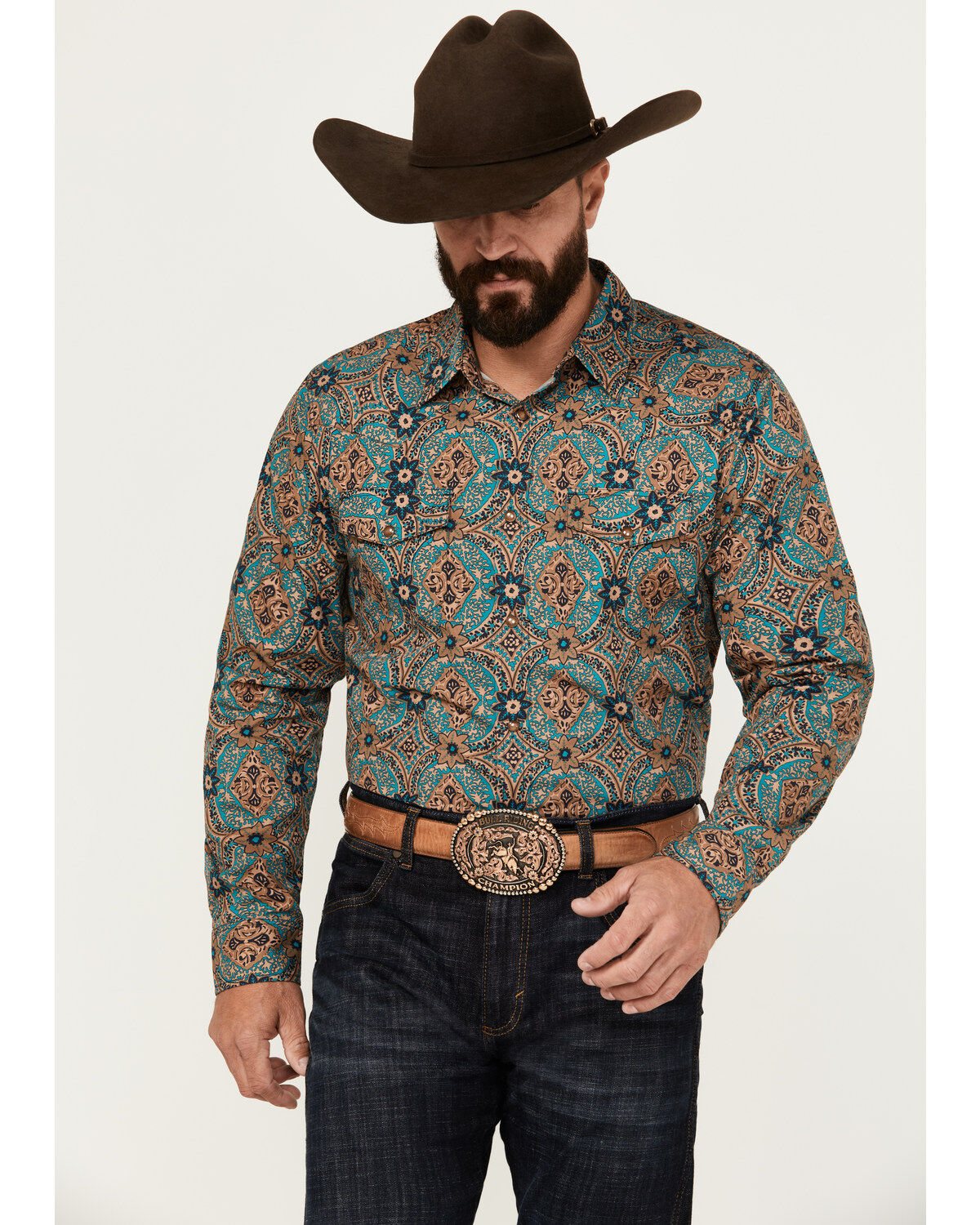 Men's Gibson Trading Co Vagabond Medallion Print Long Sleeve Snap West